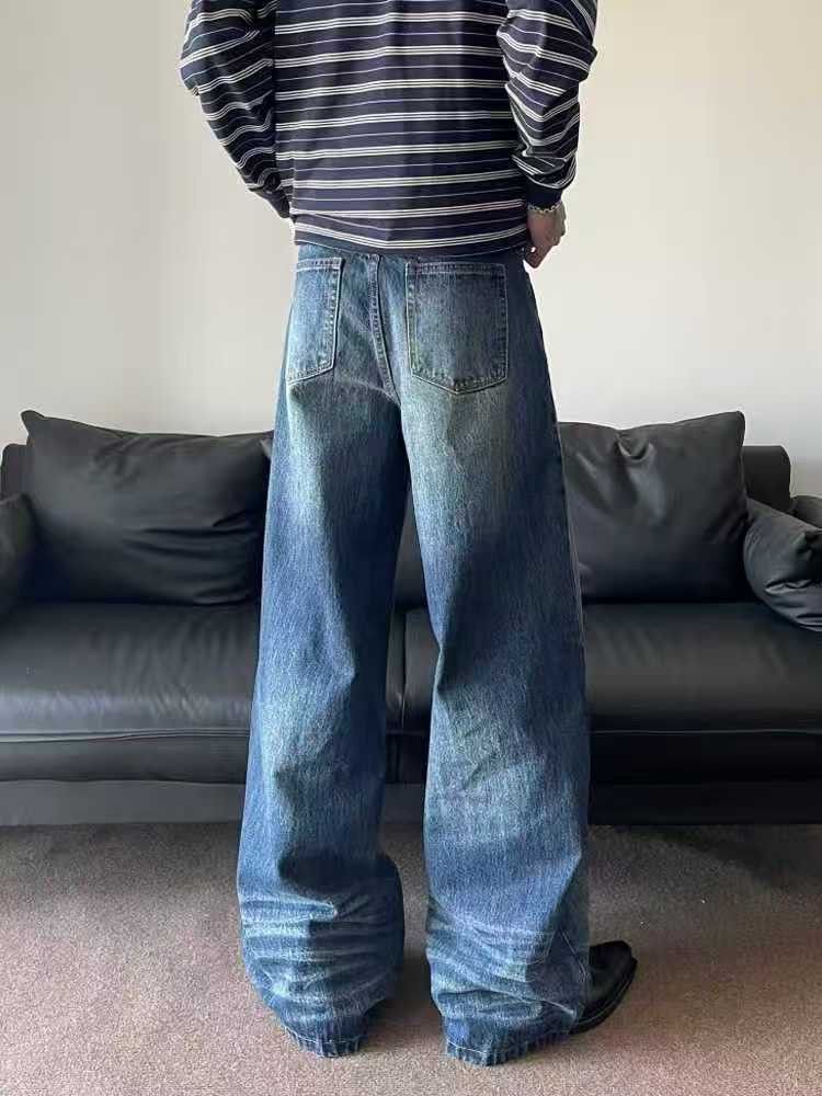 Vintage Blue Hip-Hop Retro Distressed Curved-Leg Jeans Size US 32 / EU 48 - 4 Thumbnail