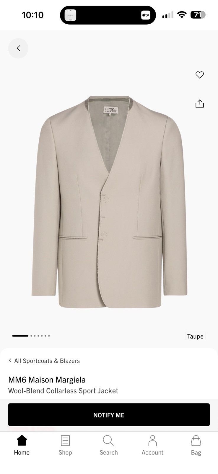 Maison Margiela Wool blend collarless sport jacket Size 50R - 4 Thumbnail