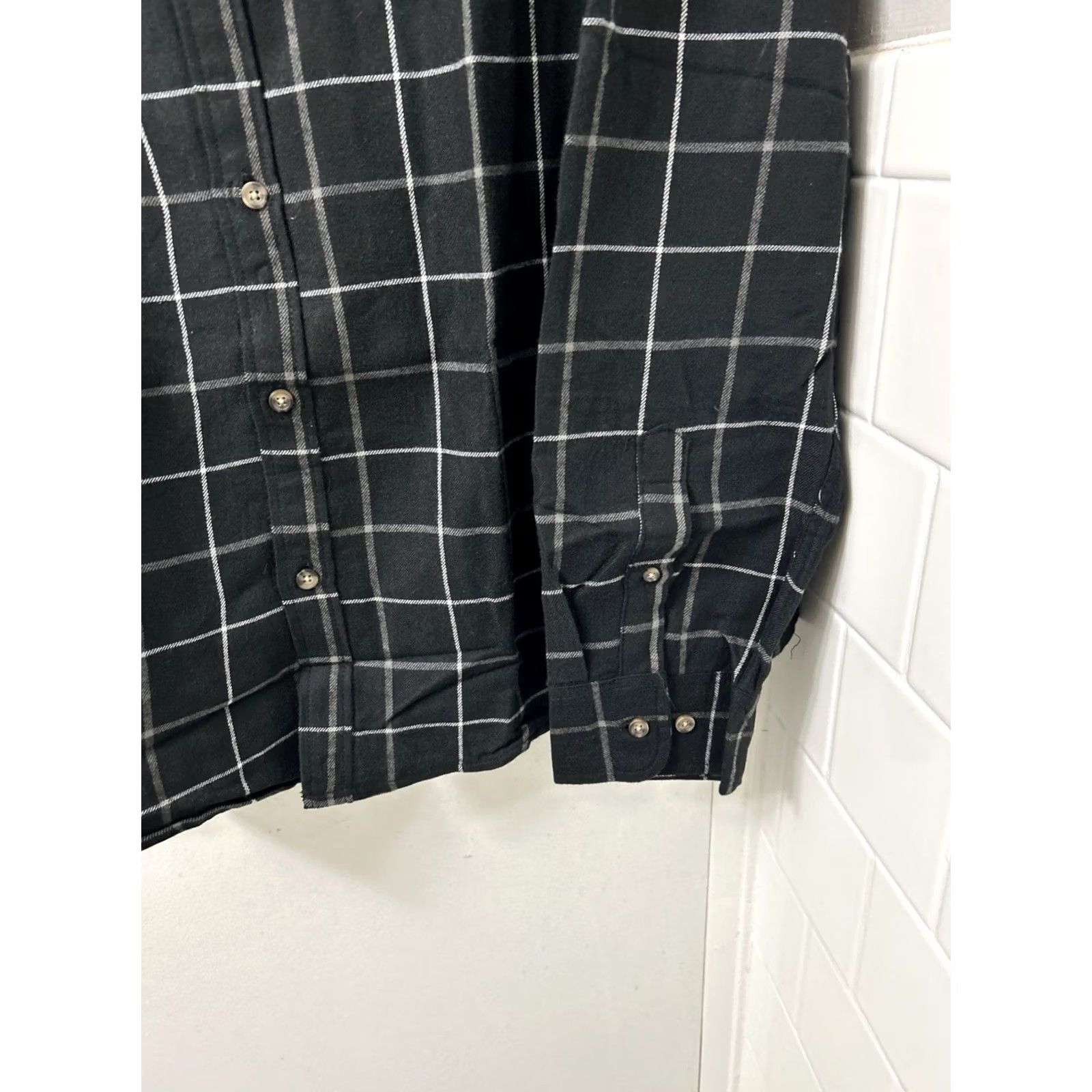 Vintage Berkley Jensen Flannel Shirt Mens 2XL Black Windowpane Plaid Button Down L/S NWT Size US XXL / EU 58 / 5 - 6 Thumbnail