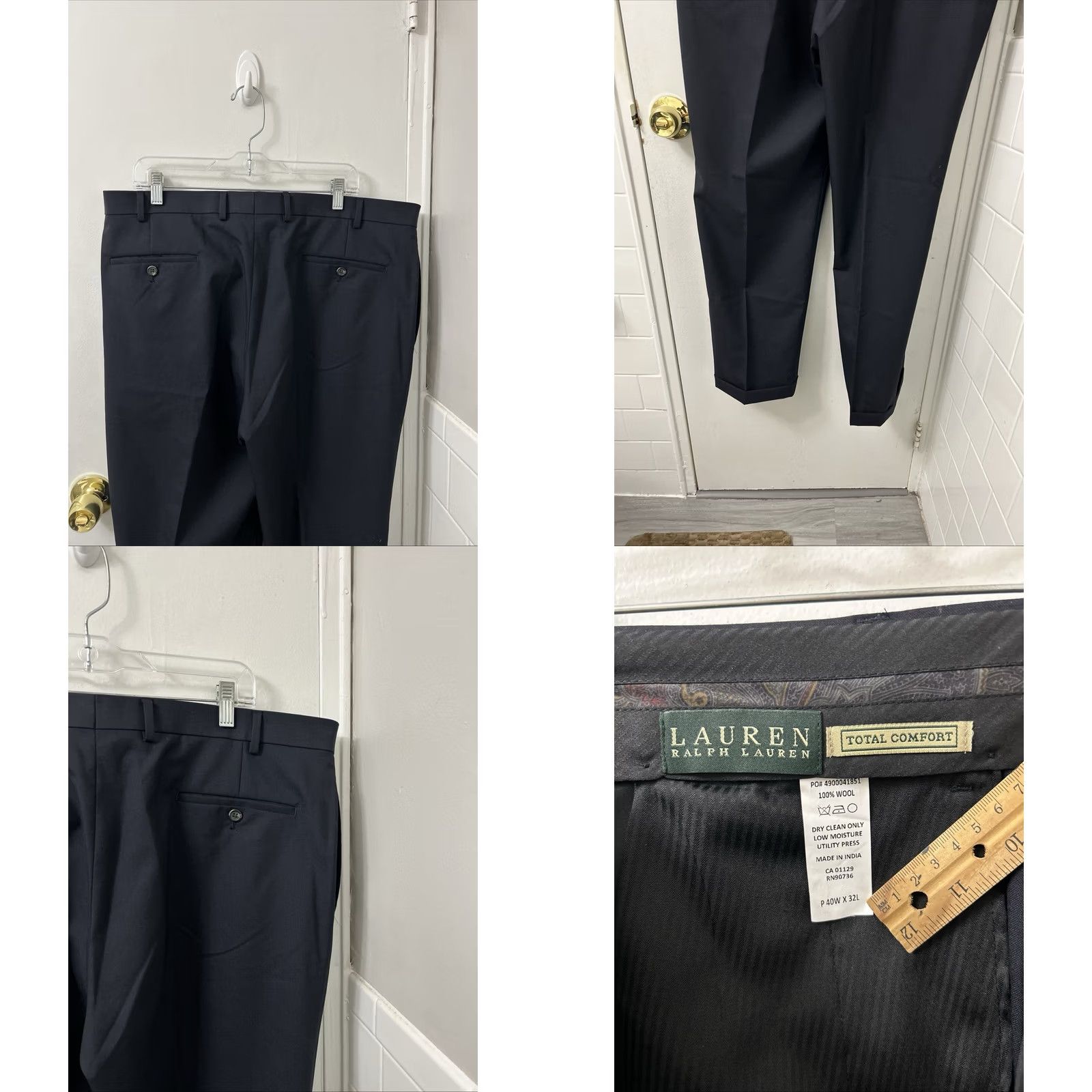 Ralph Lauren VINTAGE? No. Lauren Ralph Lauren Pants Dress Navy 40x32 Wool Pleated Classic Slashe... Size US 40 / EU 56 - 8 Thumbnail