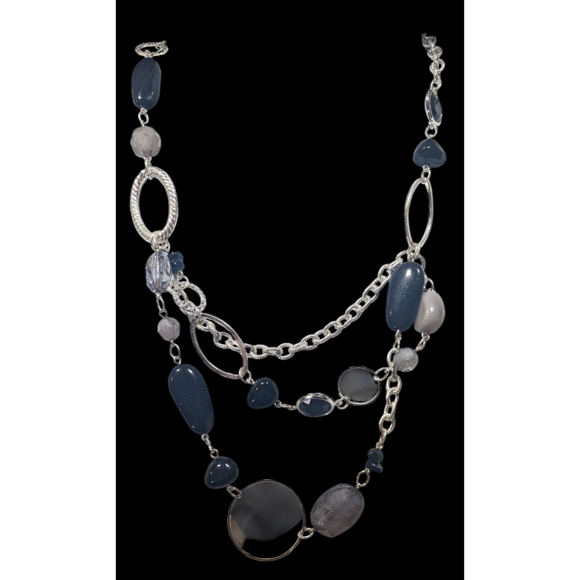 Other Black And Grey Beaded Layered Chain Necklace Size ONE SIZE - 1 Thumbnail