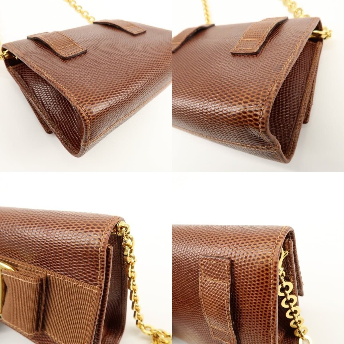 Salvatore Ferragamo Ferragamo Vara Ribbon Embossed Leather Shoulder Bag Brown Size ONE SIZE - 5 Thumbnail