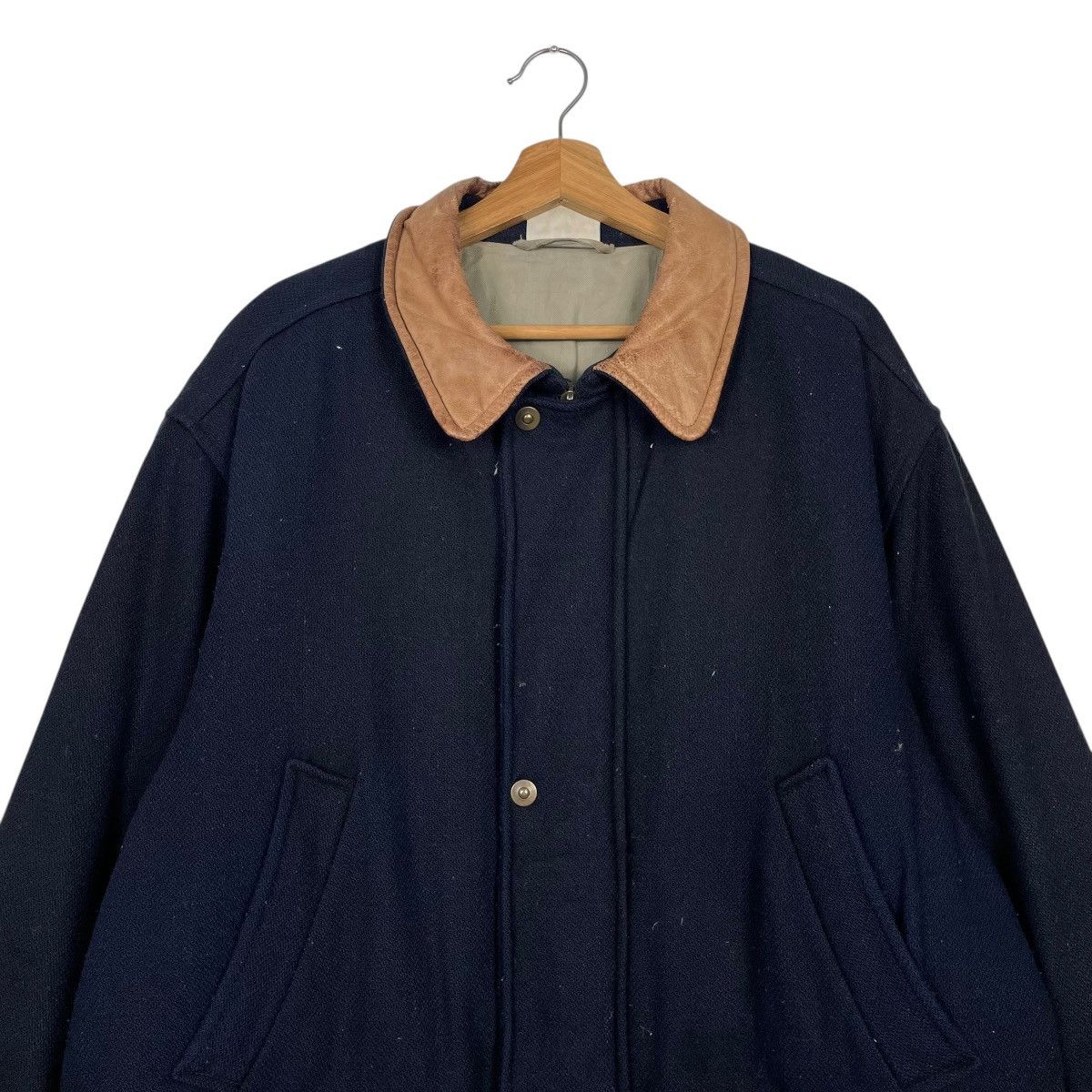 Marlboro Vintage Marlboro Wool Jacket With Leather Collar Size US L / EU 52-54 / 3 - 2 Thumbnail