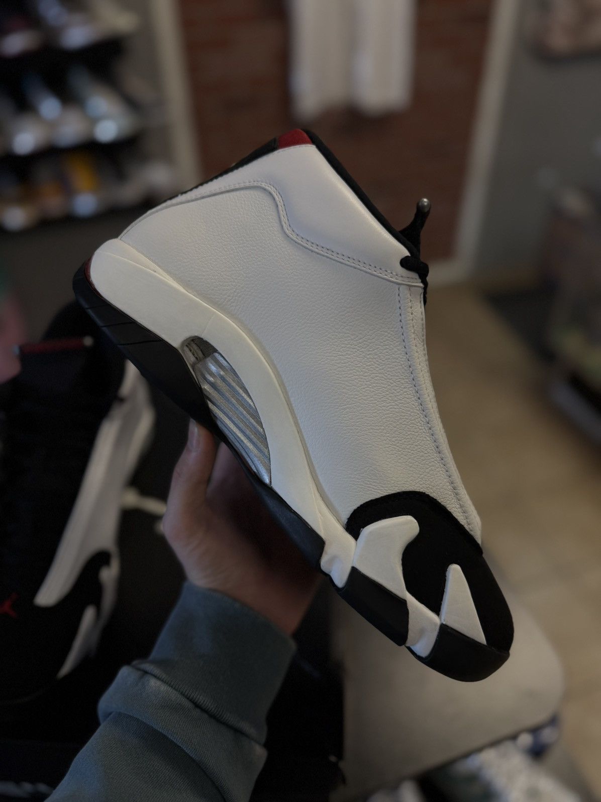 Jordan Brand × Nike Jordan 14 Black Toe 2014 (487471-102) Size 10.5 Size US 10.5 / EU 43-44 - 15 Thumbnail