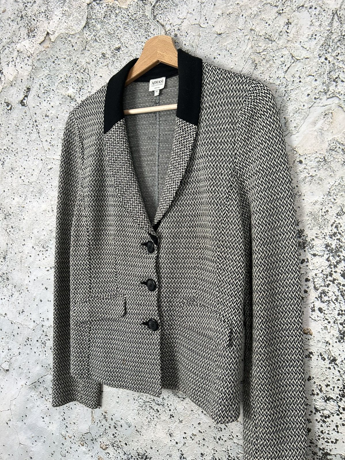 Armani Collezioni Armani Callezioni 44 Black Grey Blazer Designer Luxury Size XL / US 12-14 / IT 48-50 - 2 Thumbnail