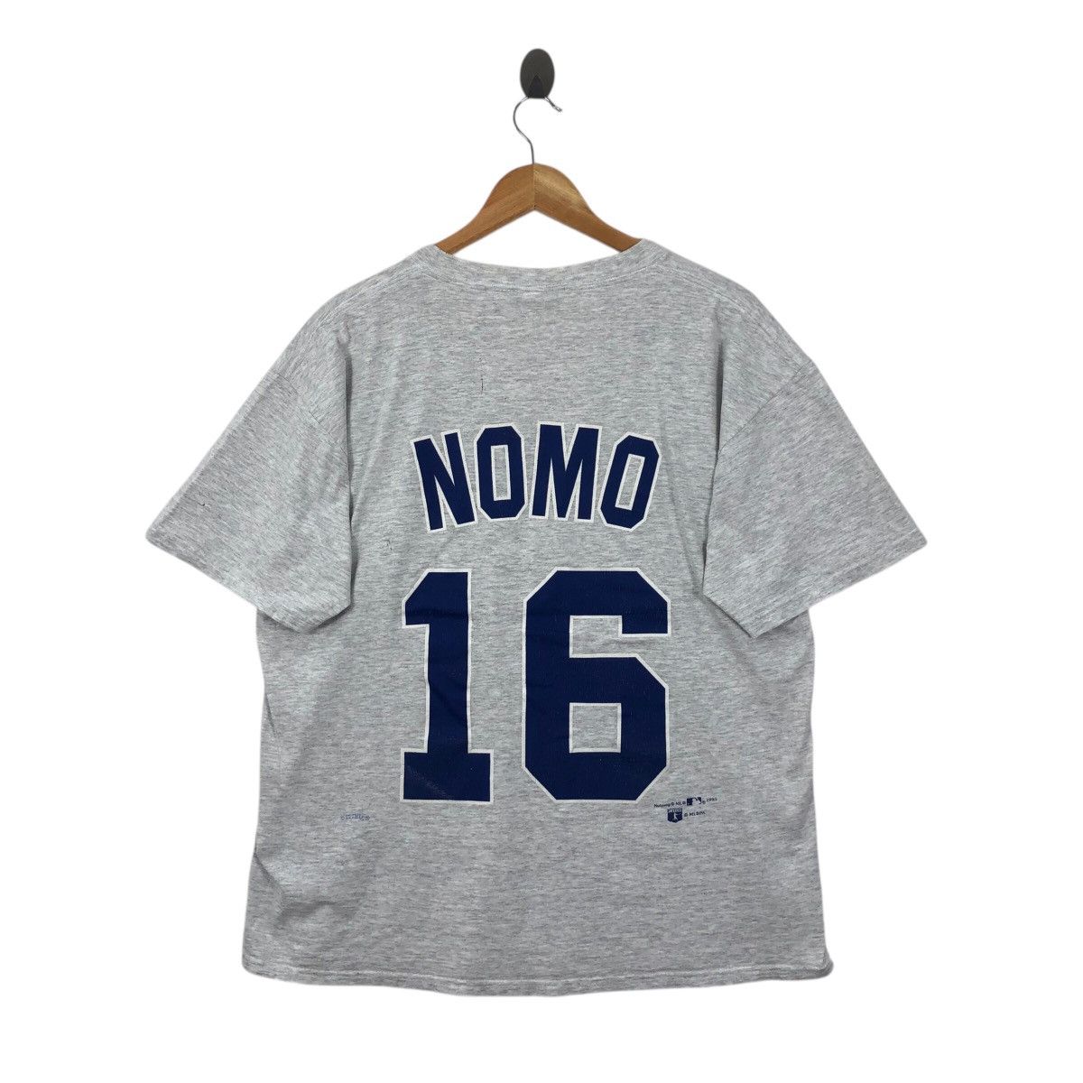Vintage Vintage 90s DODGERS Nomo 16 Tee Shirt MLB Nutmeg Tag Size L Size US L / EU 52-54 / 3 - 6 Thumbnail