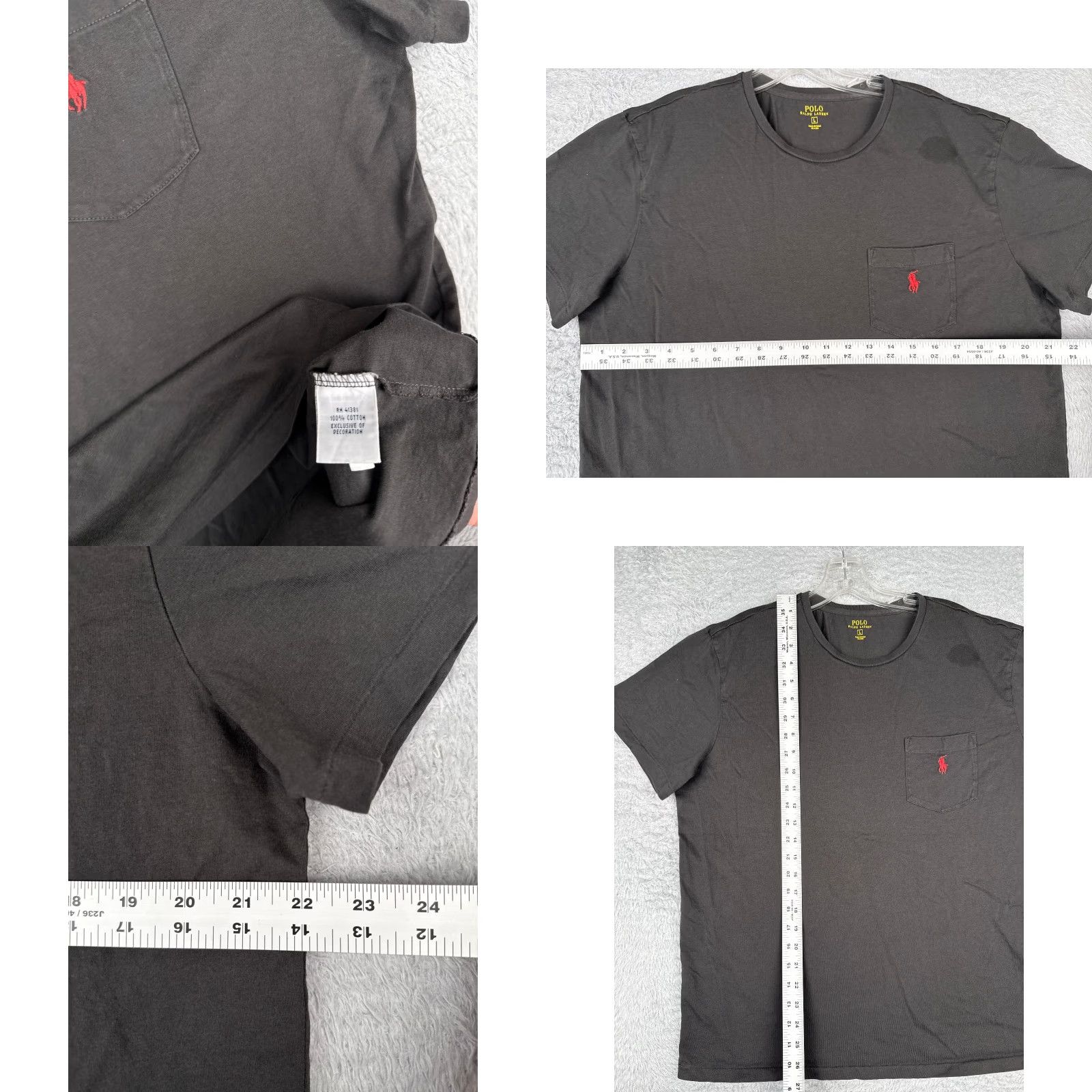 Ralph Lauren Polo Ralph Lauren Shirt Adult Large Black Short Sleeve Crew Cotton Pocket Logo Embroidered Men Size US L / EU 52-54 / 3 - 8 Thumbnail
