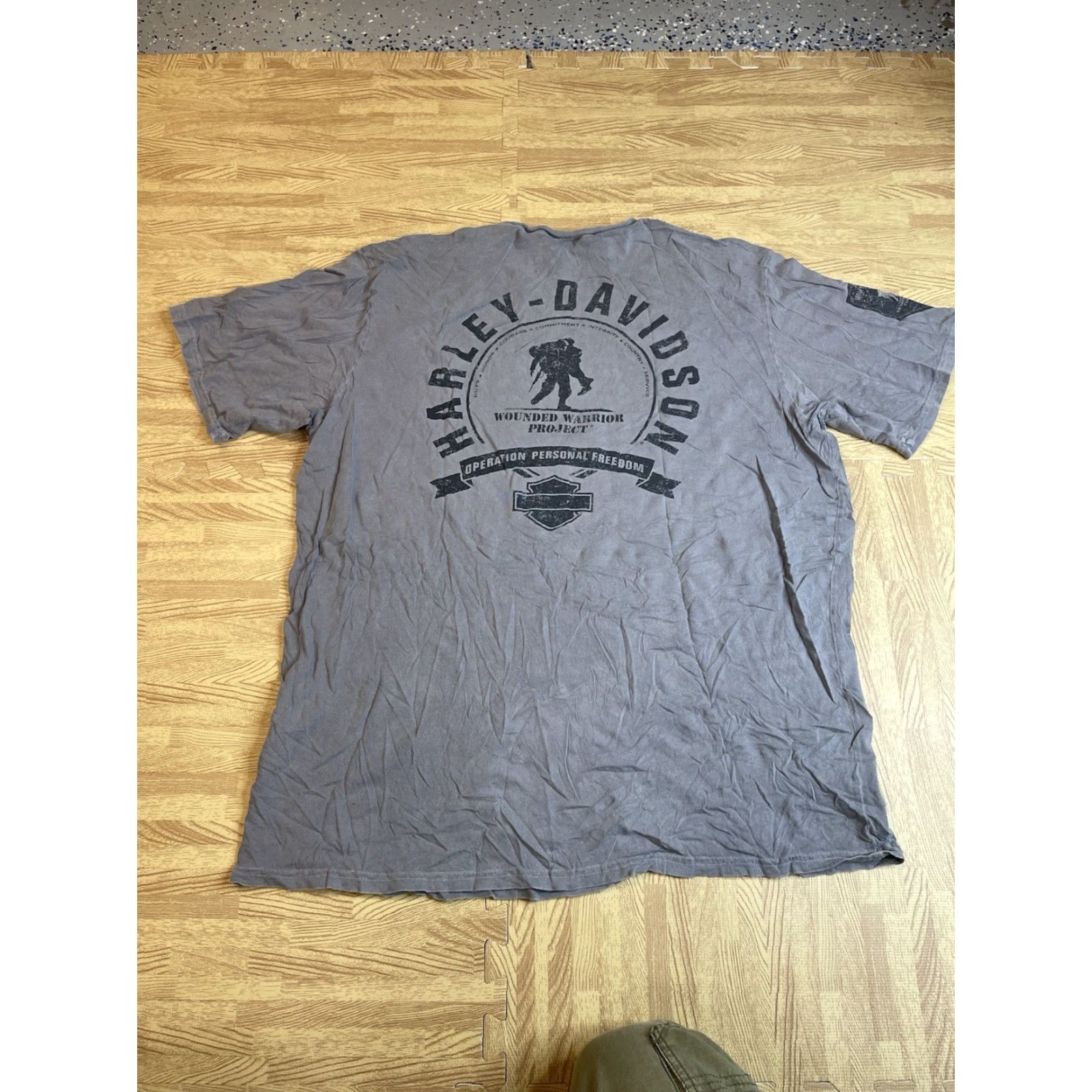Harley Davidson Harley-Davidson T Shirt Mens XL Gray Wounded Warrior Project Jersey Cotton Short Sleeve Crew Neck Logo Motorcycle Regular Men's Apparel Size US XL / EU 56 / 4 - 2 Thumbnail
