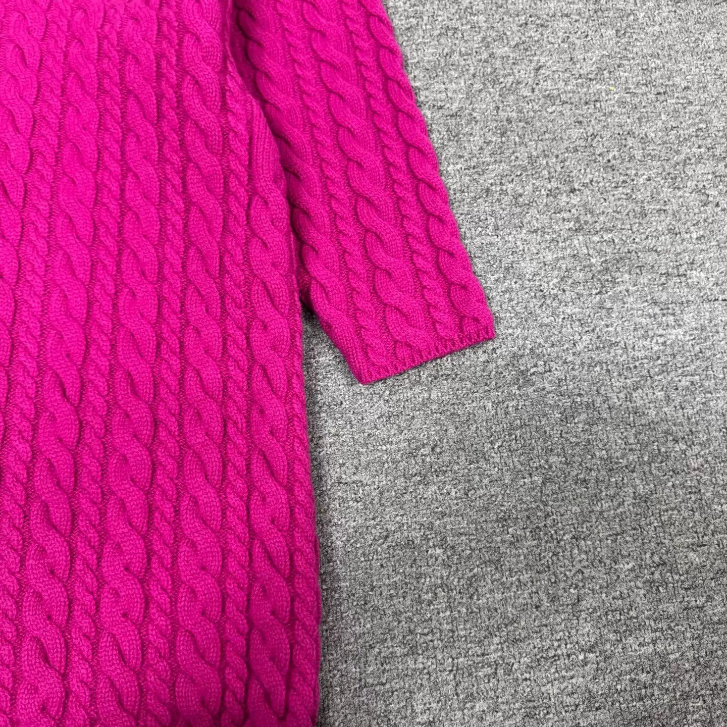 Balenciaga Balenciaga Magenta Cable-Knit V-Neck Mid-Sleeve Sweater XS Size XS / US 0-2 / IT 36-38 - 3 Thumbnail