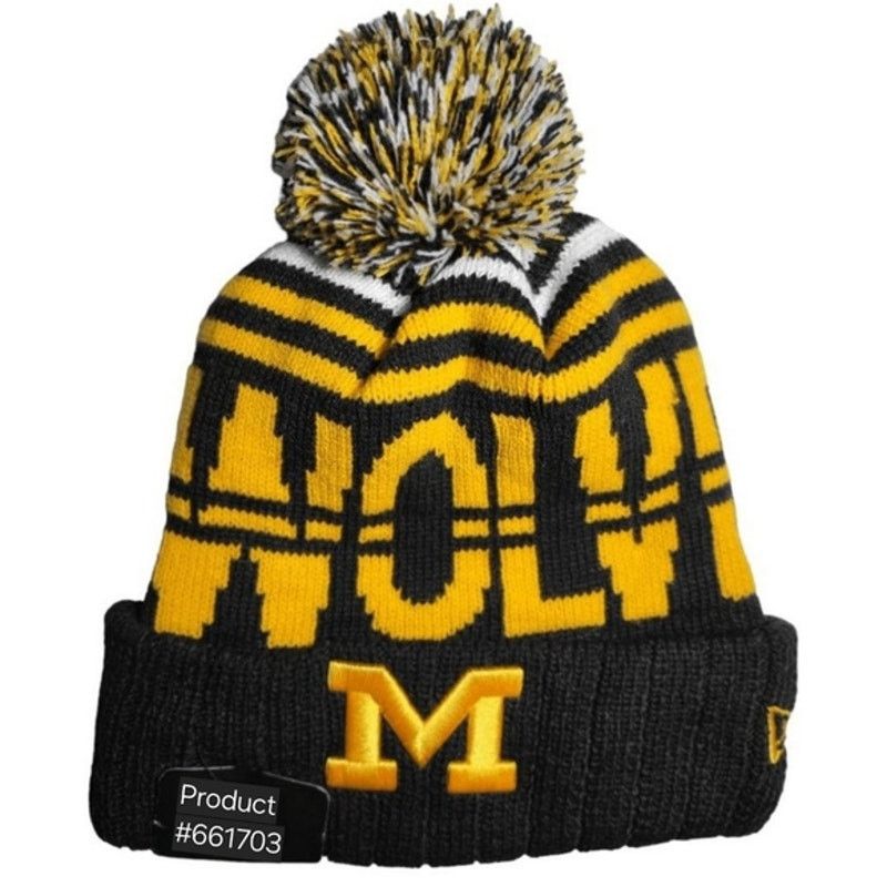 NCAA NWT Michigan Wolverines Sports Knit Pom Beanie Fleece Lined Size ONE SIZE - 3 Thumbnail
