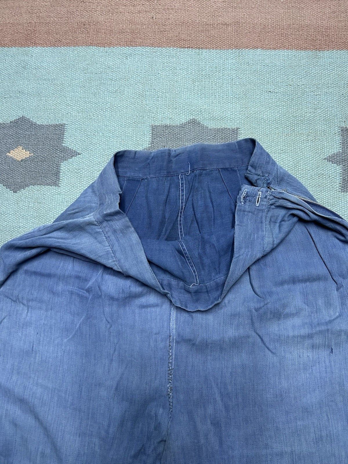 Vintage 1950s side zip pants pedal push farm worn repaired gabardine Size 31" - 14 Thumbnail