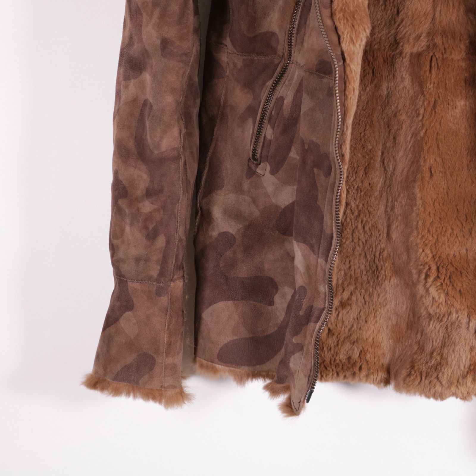 Drome Drome Suede Leather Fur Lined Camo Hooded Jacket XS Size US XS / EU 42 / 0 - 4 Thumbnail