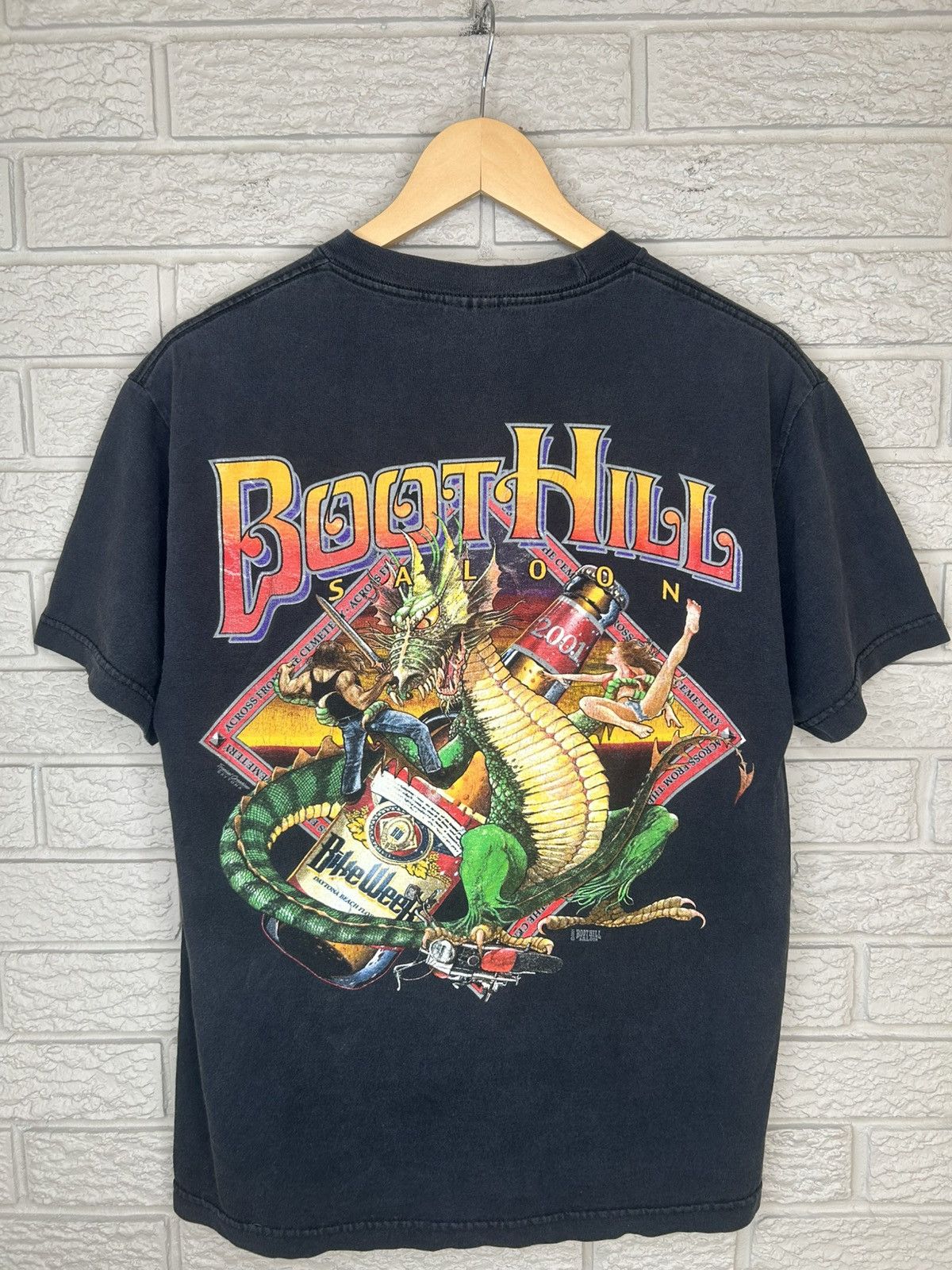 Vintage Vintage Boot Hill Saloon Bike Week 2001 Faded Pocket T Shirt Size US M / EU 48-50 / 2 - 1 Thumbnail