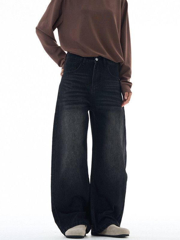 Japanese Brand American retro men's wide-leg loose black curved jeans Size US 32 / EU 48 - 1 Thumbnail