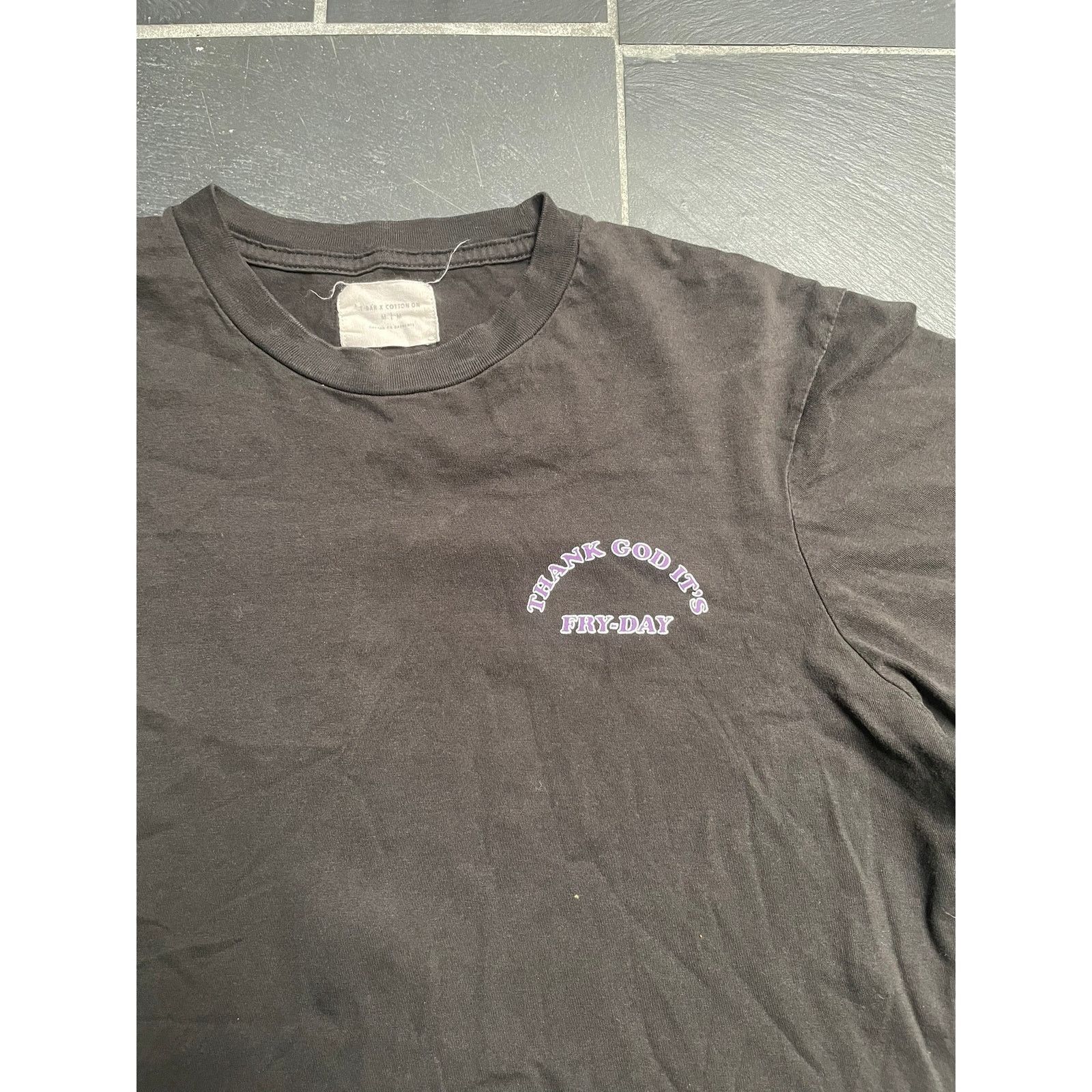 Cotton On Thank God Its Fry Day Black Purple Tshirt Skull Tshirt Size US M / EU 48-50 / 2 - 3 Thumbnail