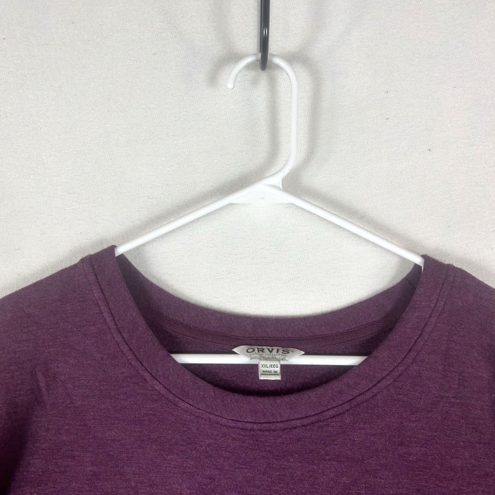 Orvis Orvis Sweater Mens 2XL Crew Neck Fleece Pullover Casual Solid Purple Long Sleeve Regular Knit-Blend Mock Stain Size US XXL / EU 58 / 5 - 2 Thumbnail