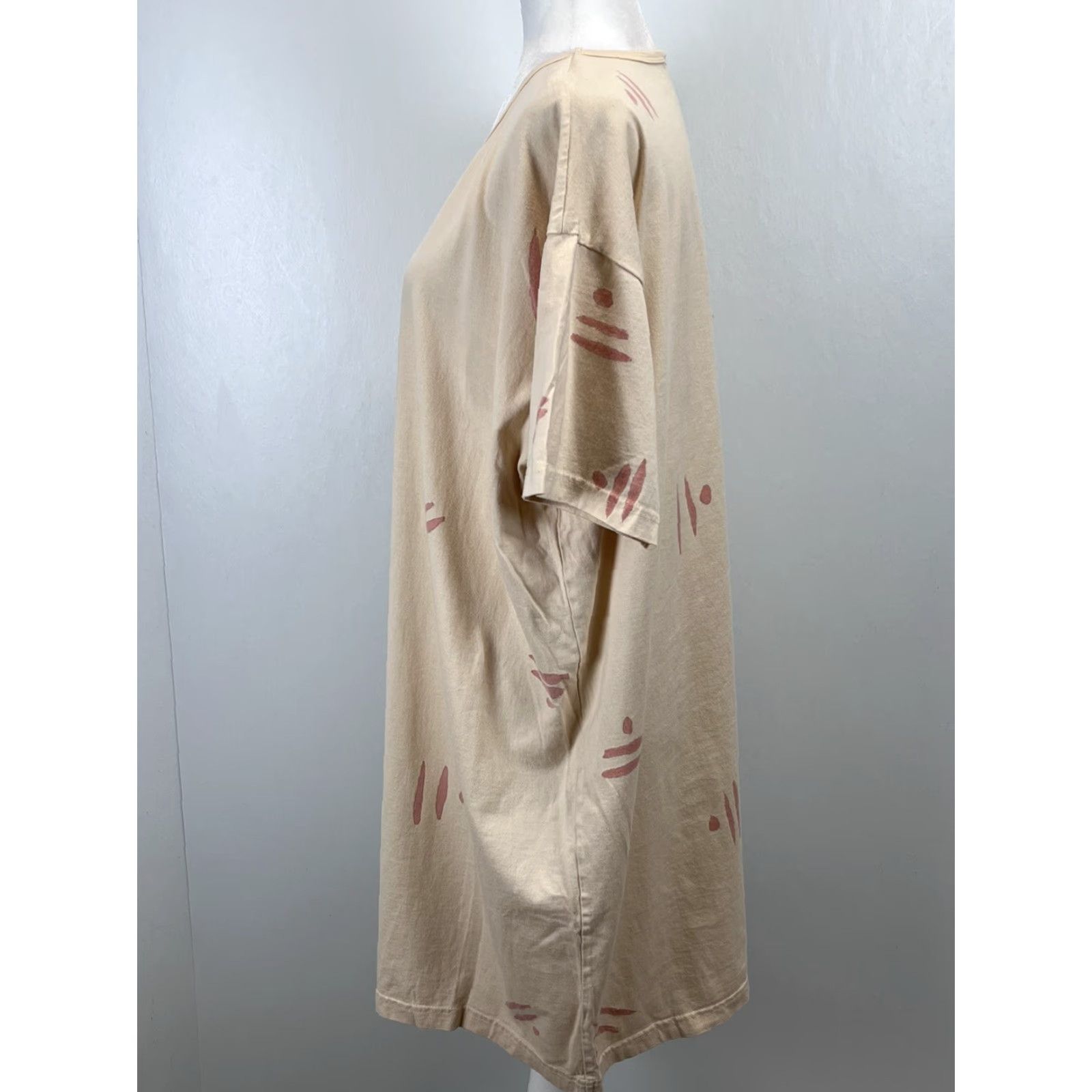 CO Hillfolk. co Tshirt Dress Hand Dyed Womens Artsy Lagenlook Minimalist Tan Peach Pink Cotton One Size Bohemian Size ONE SIZE - 3 Thumbnail