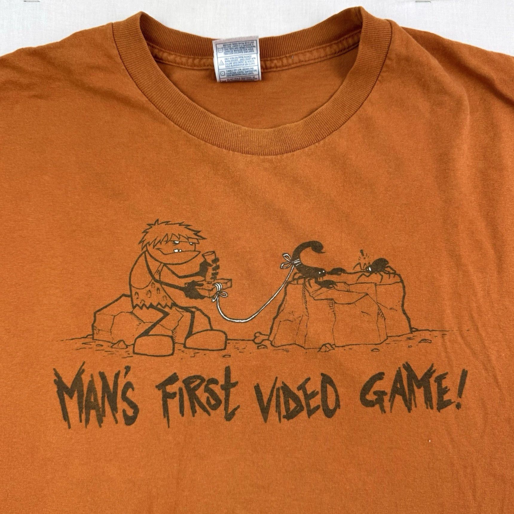 Vintage VINTAGE Mans First Video Game T Shirt Adult 2XL Orange Funny Y2K Grunge Hipster Shirt Mens Size US XXL / EU 58 / 5 - 3 Thumbnail