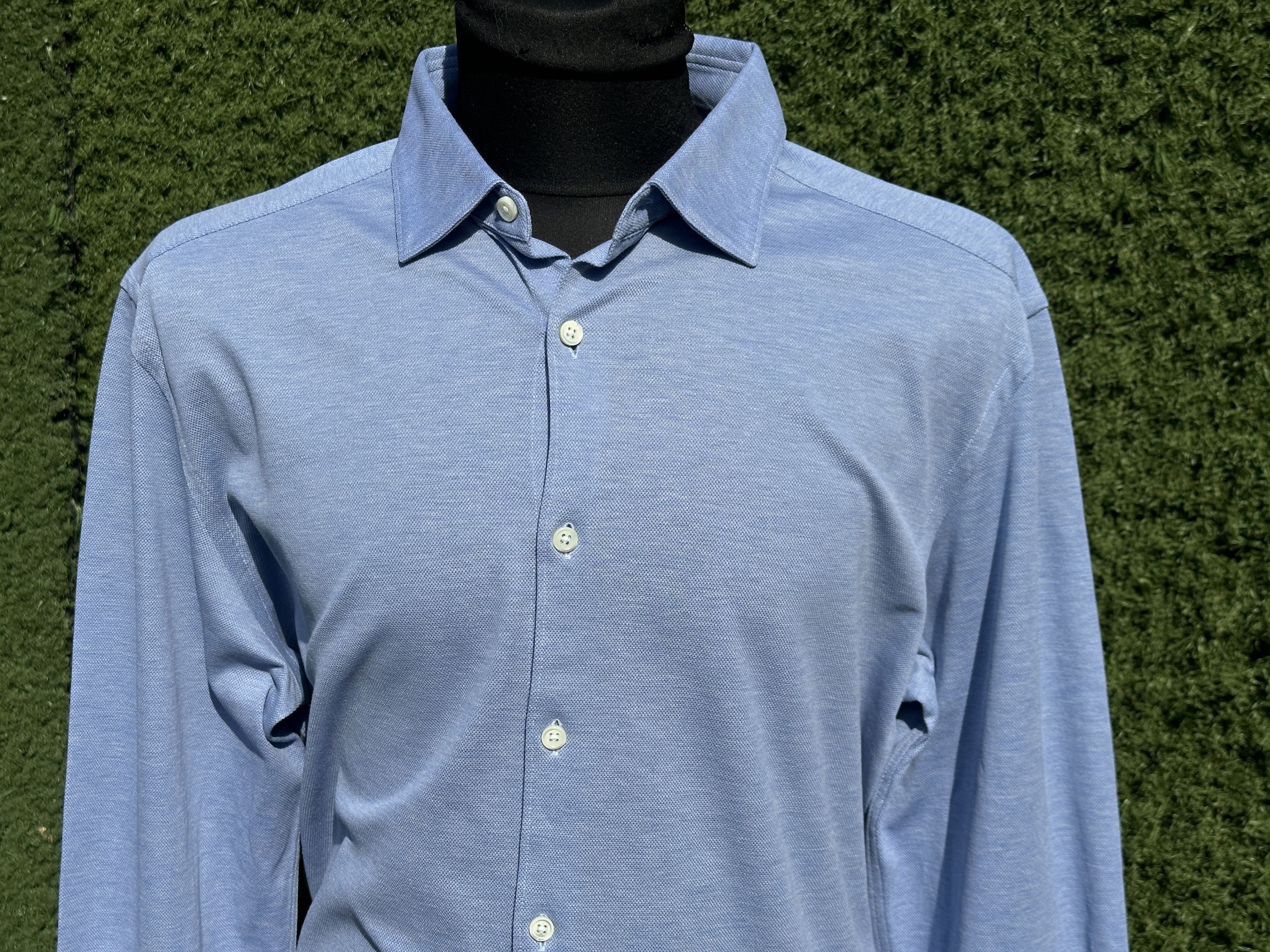 Ermenegildo Zegna Zegna Cotton Oxford Knit Button Shirt Regular Fit Size XL Size US XL / EU 56 / 4 - 6 Thumbnail