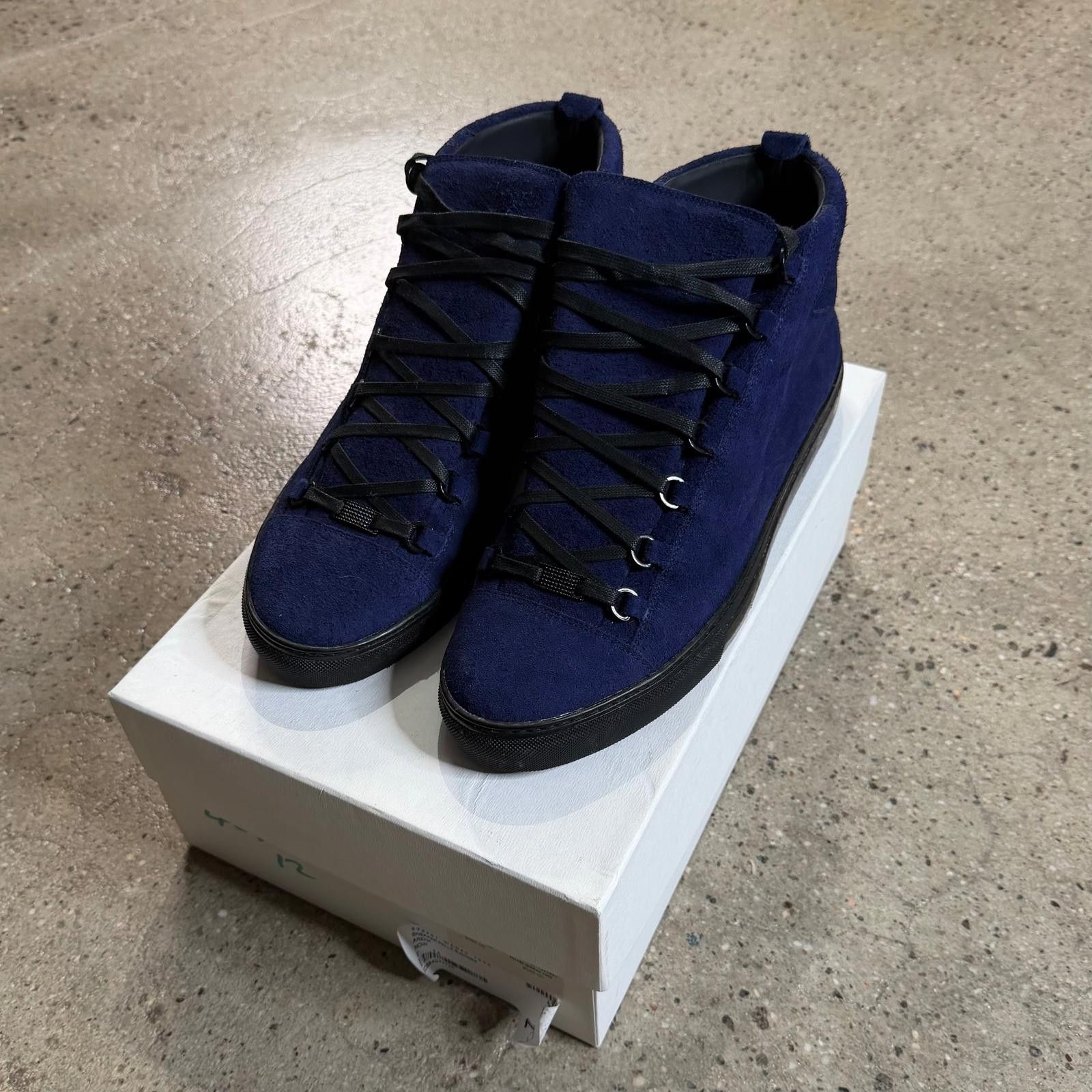 Balenciaga Balenciaga Suede Arena Sneakers (Blue) Size US 12 / EU 45 - 1 Thumbnail