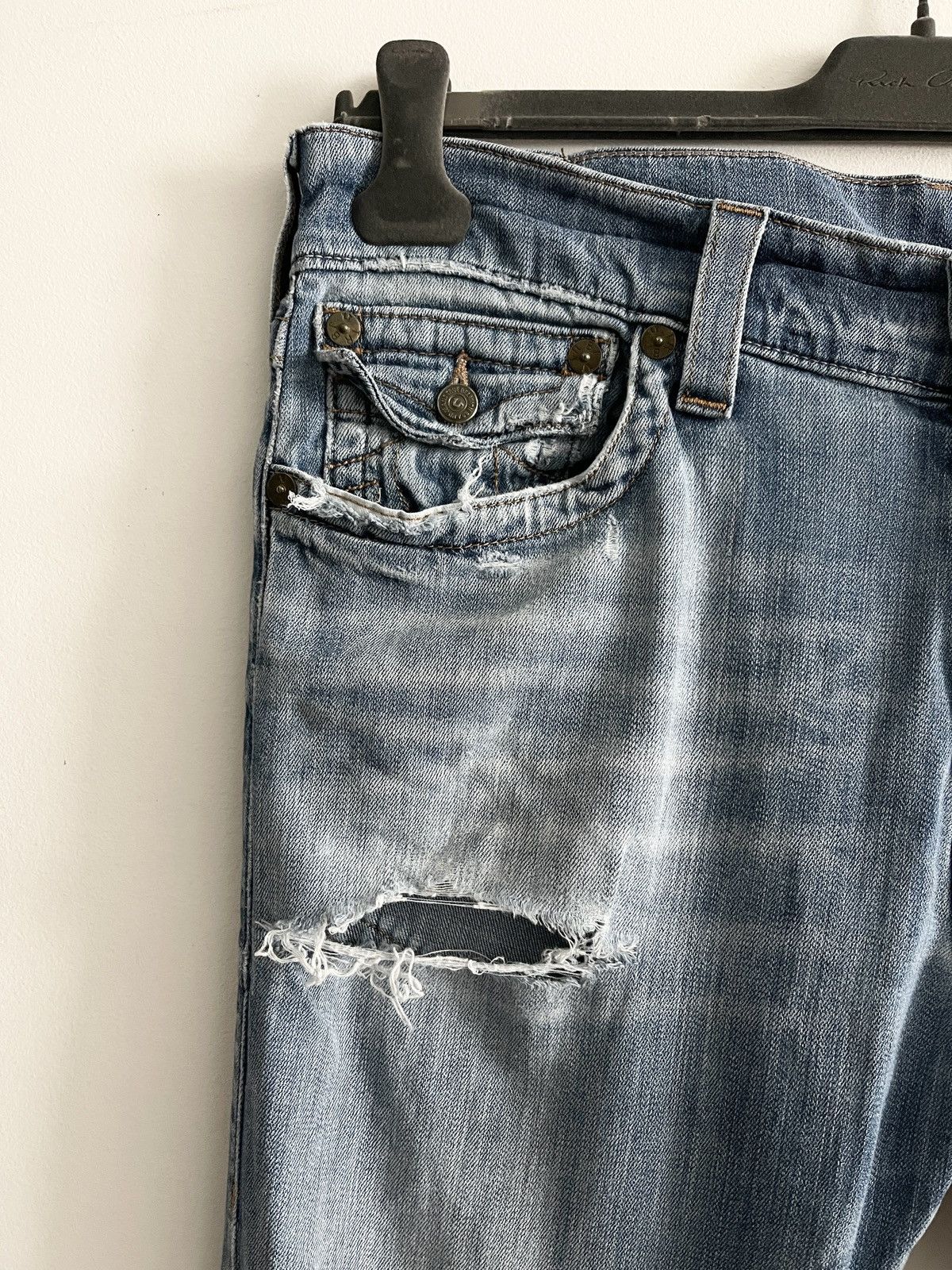 Other STEAL! VTG 2000s True Religion Knee Wash Distressed Jeans Size US 36 / EU 52 - 3 Thumbnail
