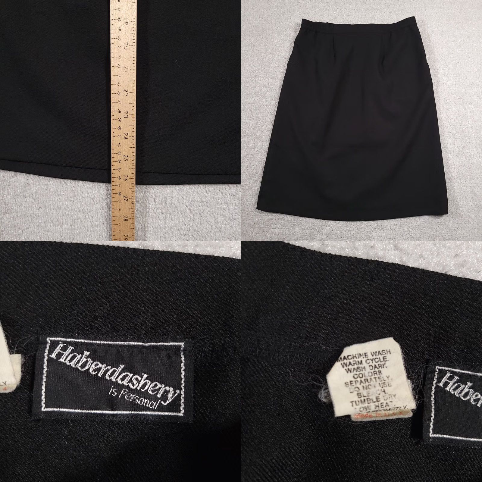 Vintage VINTAGE Haberdashery Skirt A-Line Midi Black 16 Women USA Union Made Button Elastic Waist Size 38" / US 16 / IT 52 - 8 Thumbnail