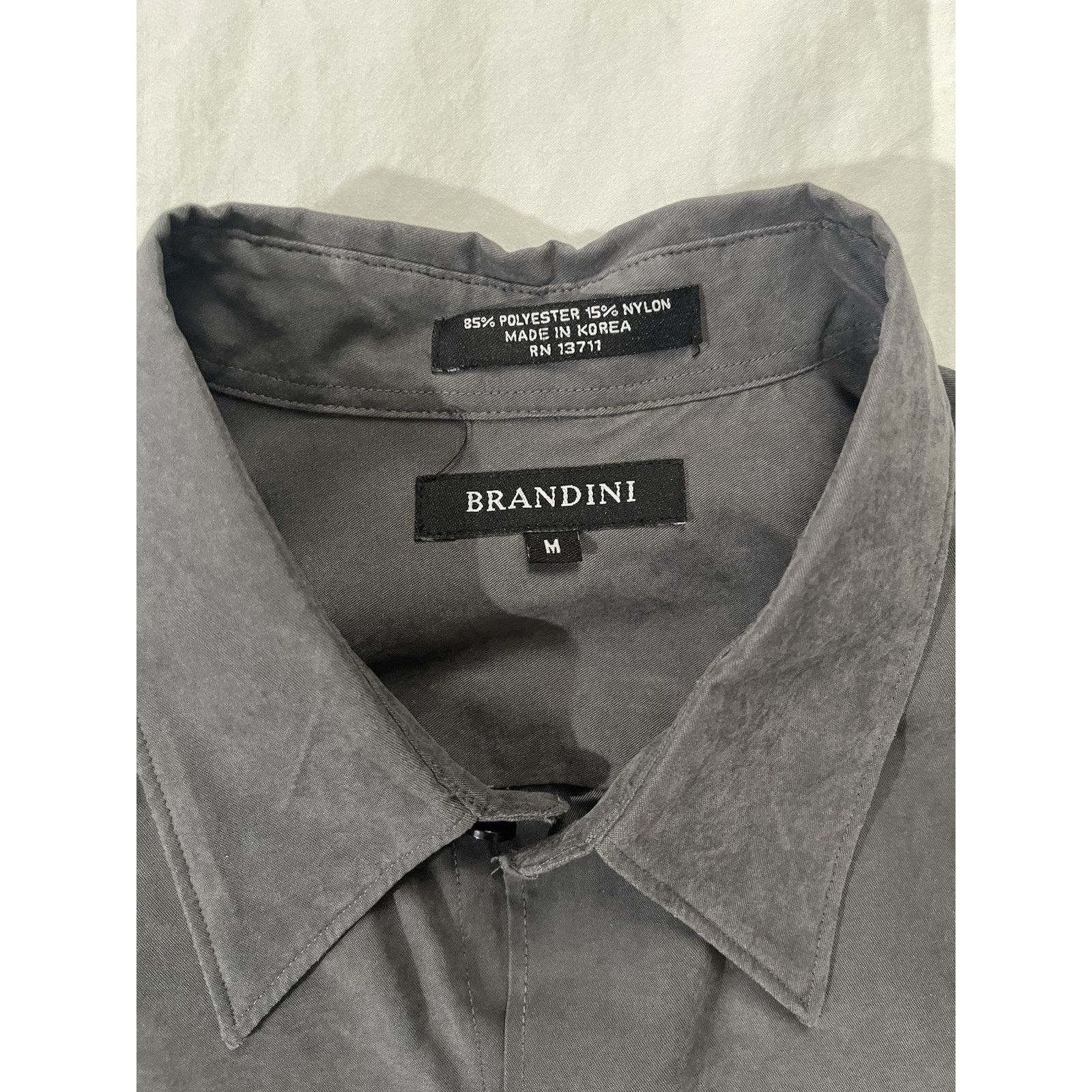 Brandini BRANDINI Korean Men's Button Down Shirt Size M, Gray Velvet Size US M / EU 48-50 / 2 - 2 Thumbnail