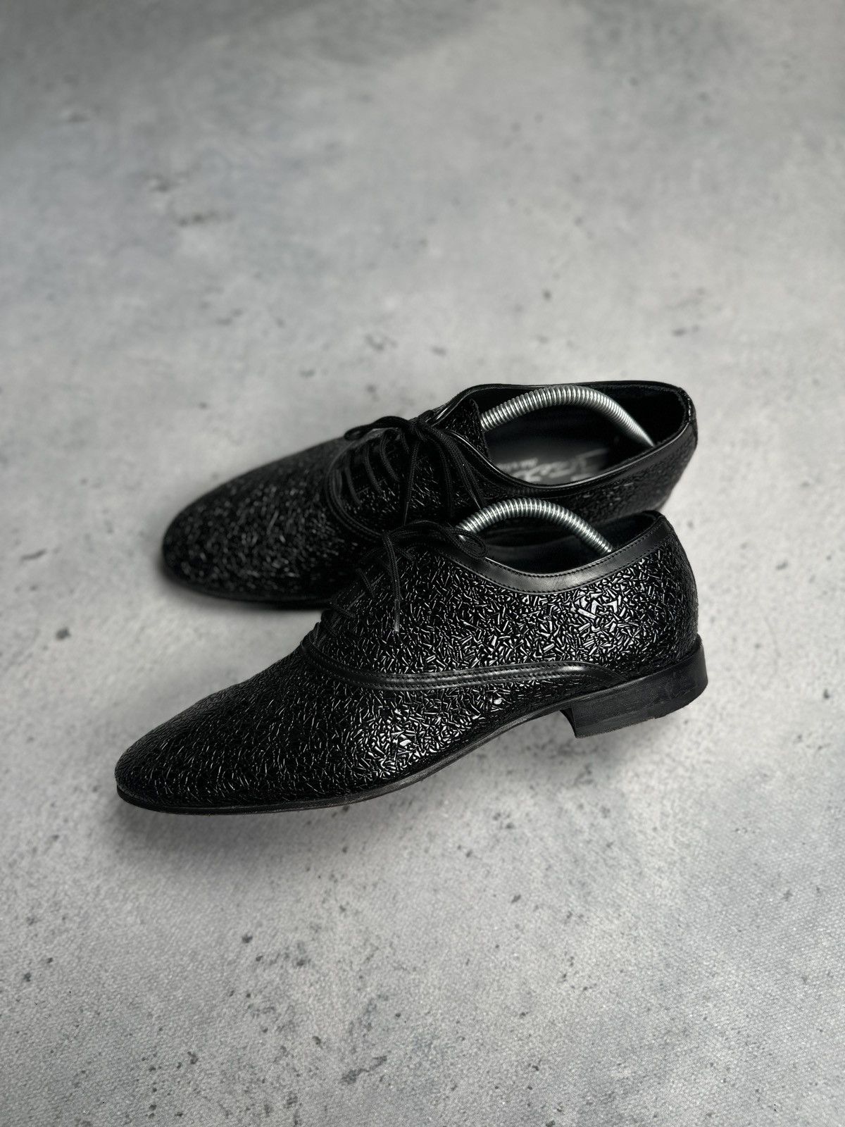Genuine Leather Eveet Made in Italy Textured Black Derby Shoes Vero Cuoio Size US 9 / EU 42 - 13 Thumbnail