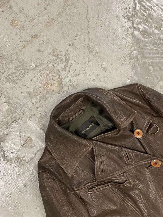 Vintage FW2003 Plein Sud Asymmetrical Avant-Gardist Leather Trench Jacket Size S / US 4 / IT 40 - 3 Thumbnail