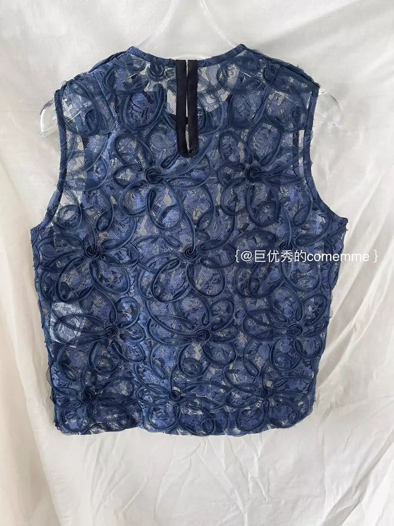 Comme des Garcons Comme Des Garcons Navy, dark blue lace, hollowed-out flowe Size S / US 4 / IT 40 - 6 Thumbnail