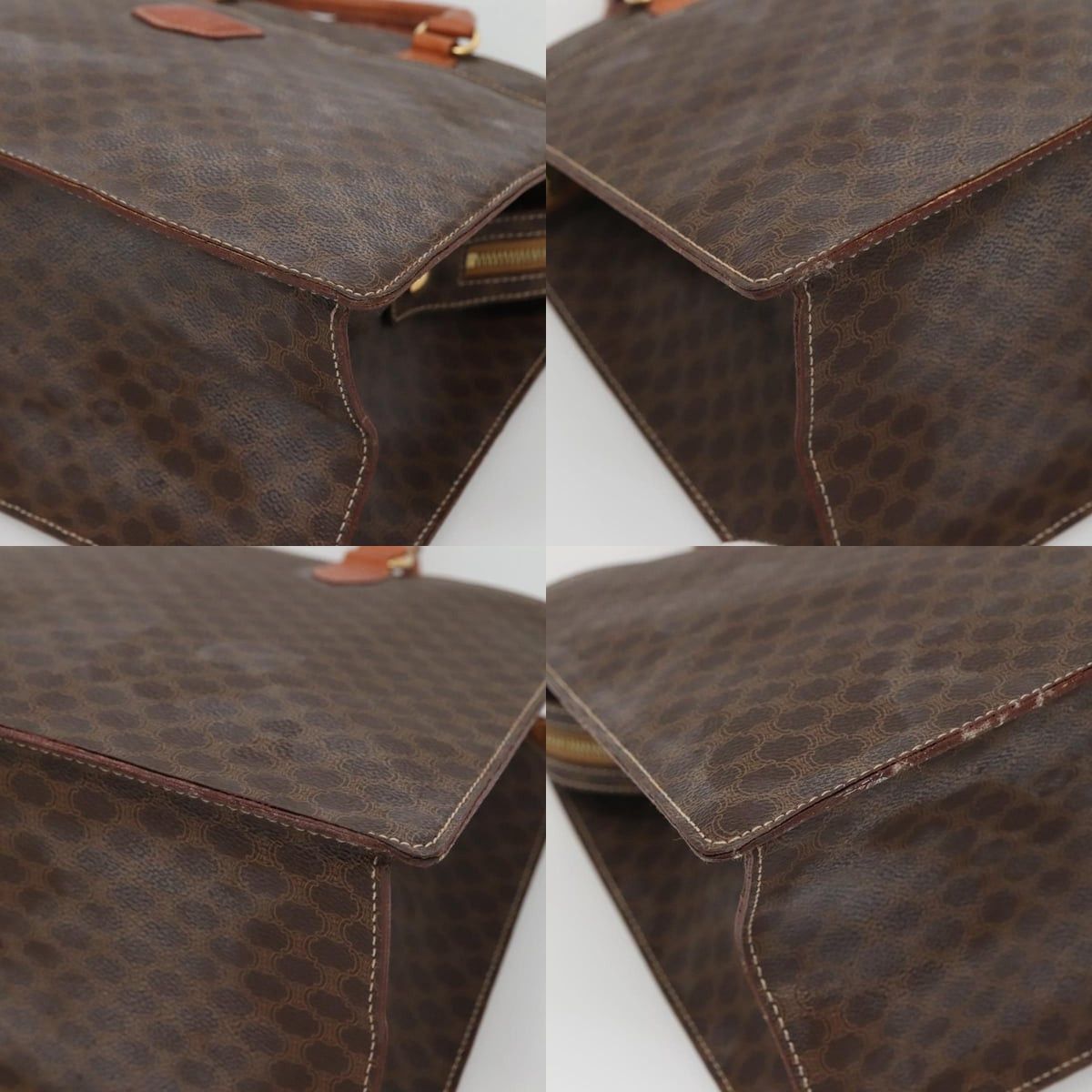 Celine CELINE Macadam Canvas Hand Bag Pvc Leather Brown Gold Size ONE SIZE - 10 Thumbnail