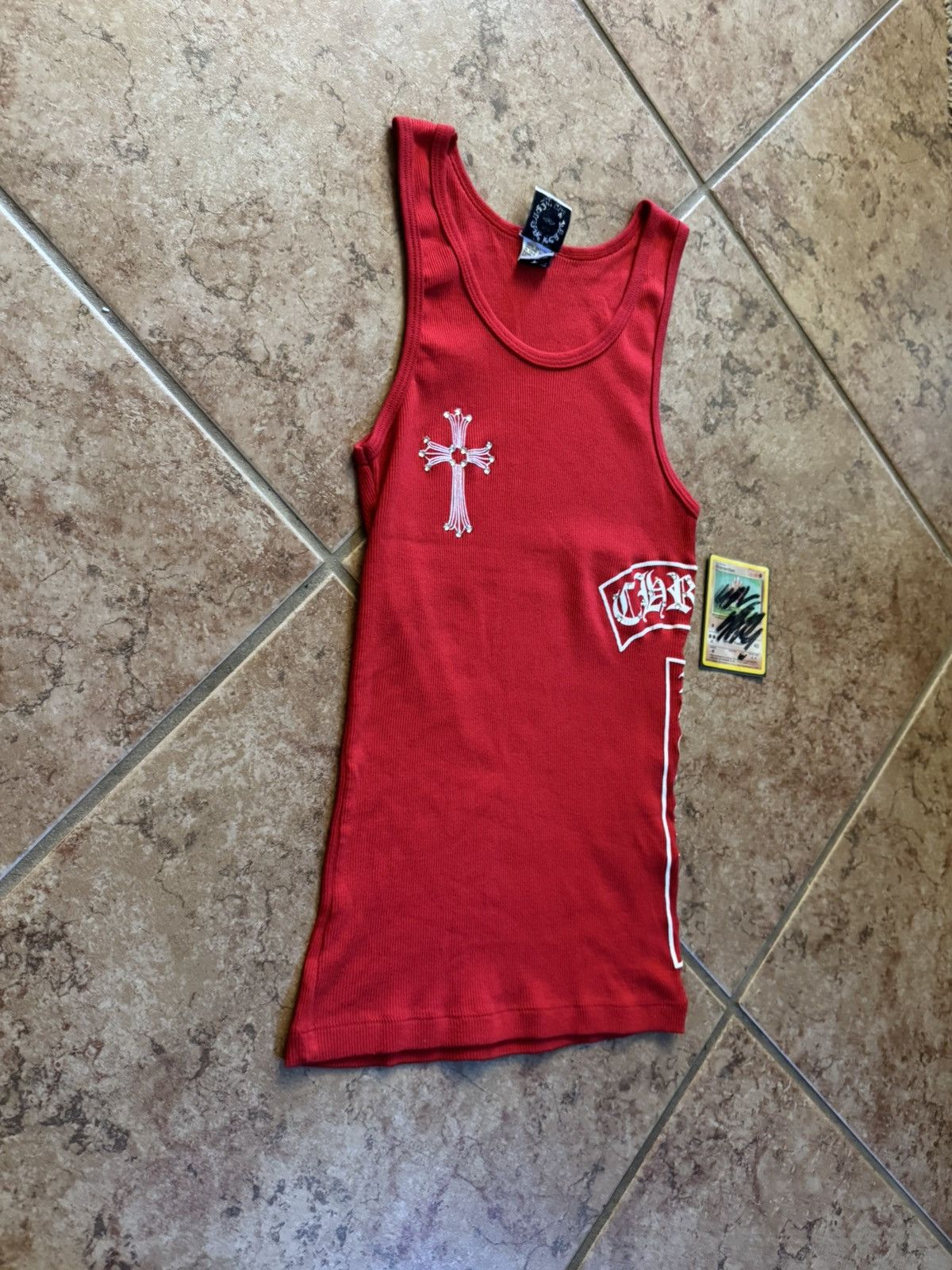 トップス 90s Chrome Hearts Rhinestone Camisole Chrome Hearts Swarovski Rhinestone Tank Top “F you” Vintage
