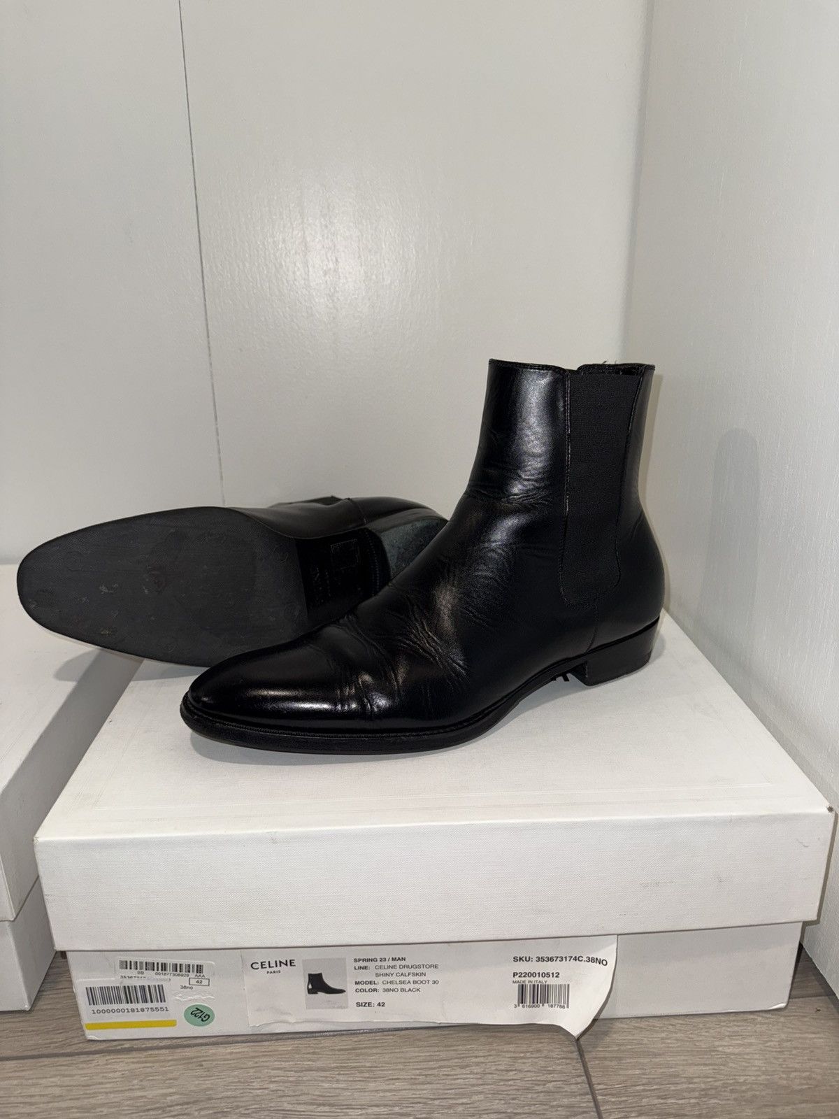 Celine × Hedi Slimane Celine Drugstore Chelsea Boots 30 | Grailed