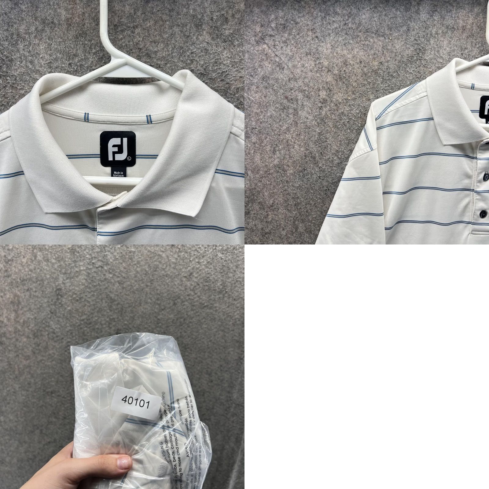 Footjoy FootJoy Polo Shirt Mens L White Stripe Walden Golf Performance Short Sleeve Casual Activewear Shirt Size US L / EU 52-54 / 3 - 8 Thumbnail