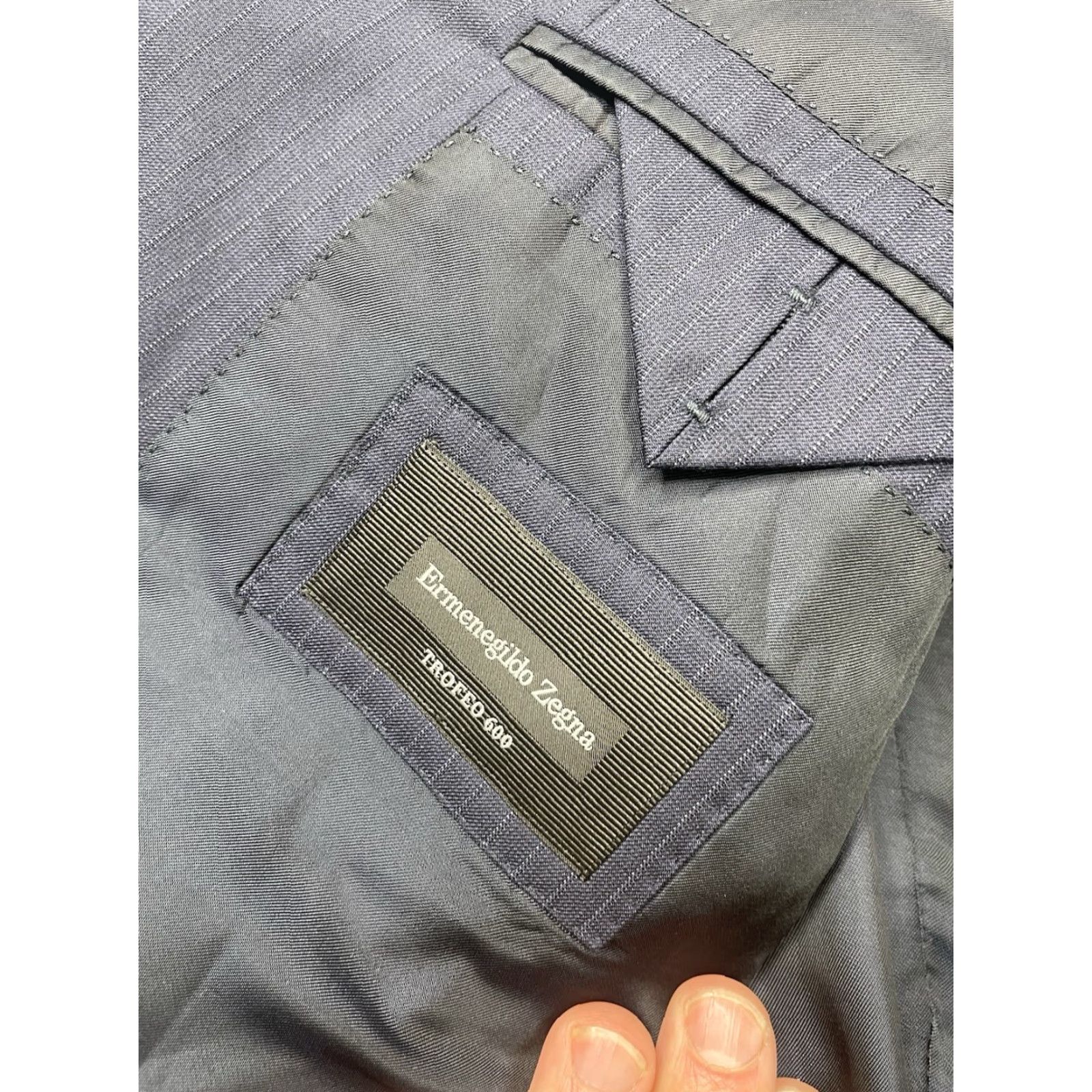 Ermenegildo Zegna Ermenegildo Zegna Blazer Wool Silk Navy Pinstripe 42R EU/42R US Two-Button Notch Lapel Double-Vented Regular Men Single-Breasted Linen? Size 42R - 5 Thumbnail