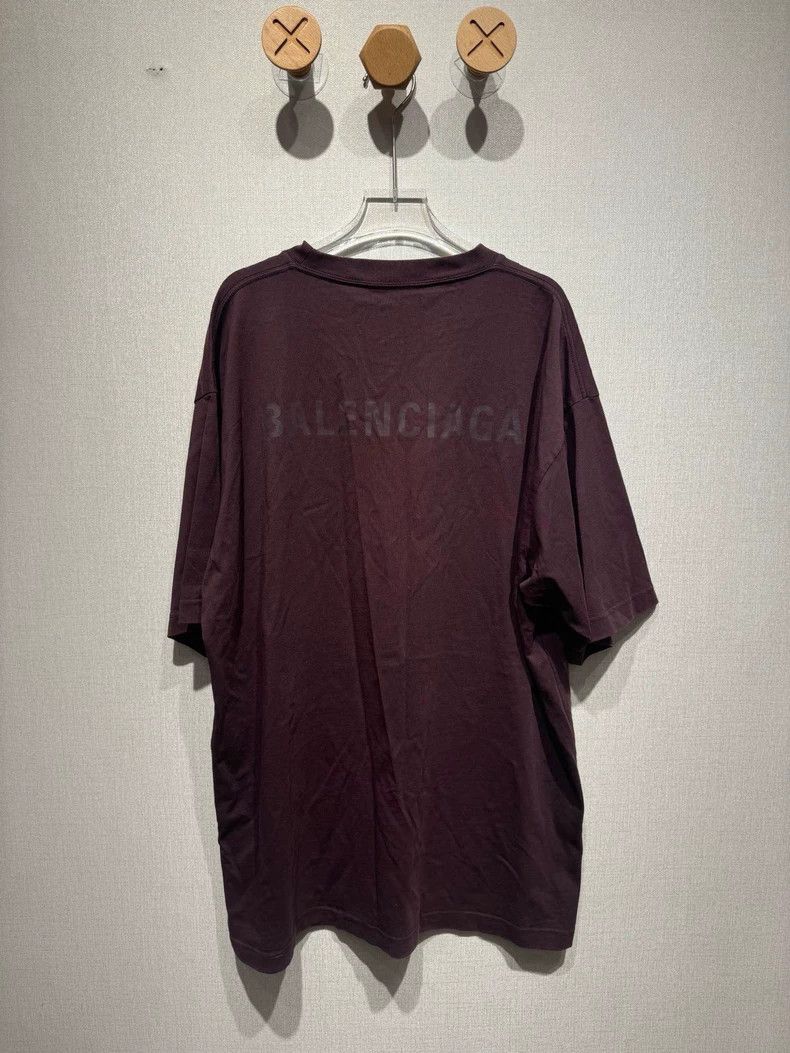 Balenciaga Balenciaga Burgundy Printed Logo Short Sleeve Size US M / EU 48-50 / 2 - 2 Thumbnail