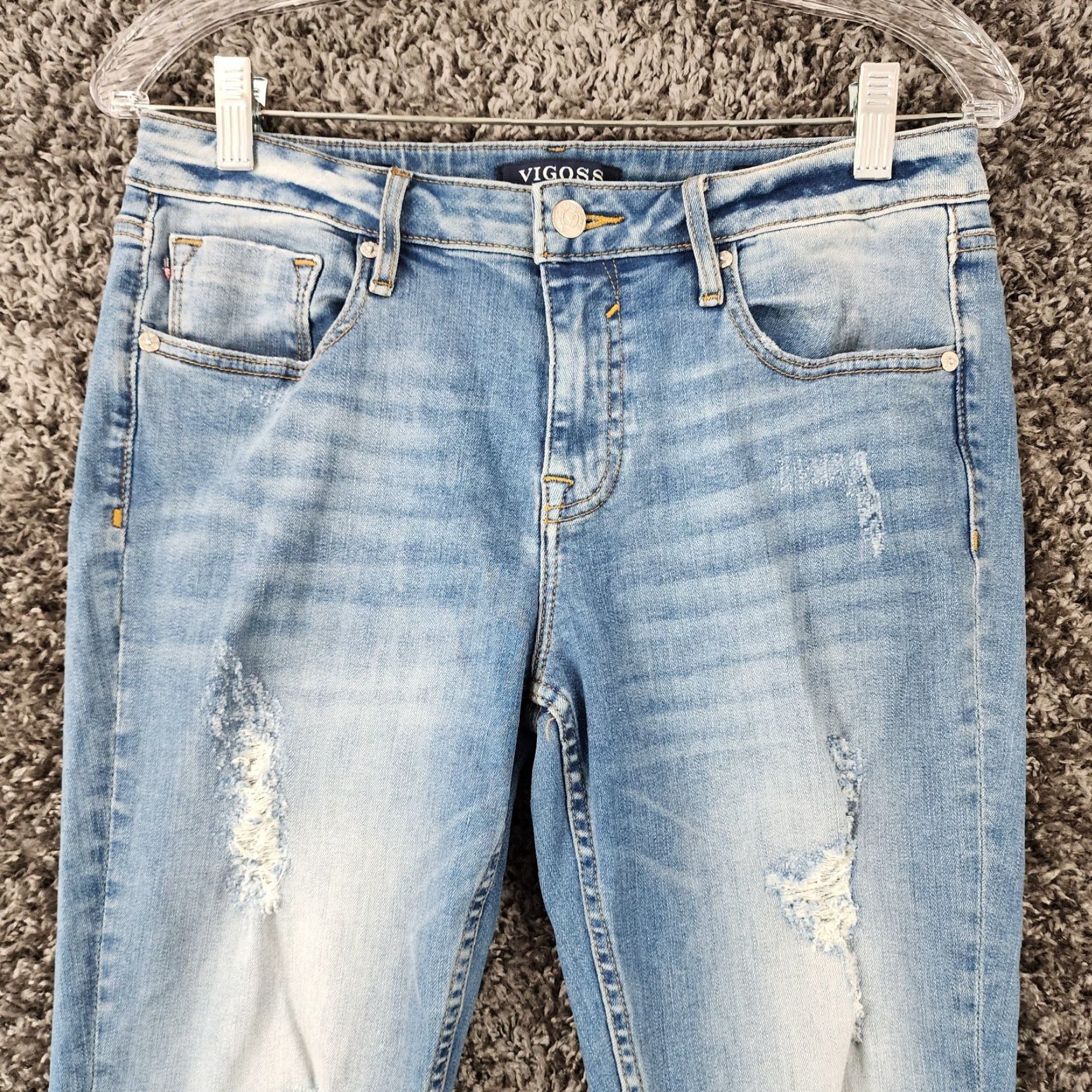 Vintage VINTAGE? Actually not vintage. Vigoss Jagger Womens Distressed Classic Fit Skinny Jeans Size 29 Blue Adult Women 29In Waist 29 Inseam 27In Size 29" - 2 Thumbnail