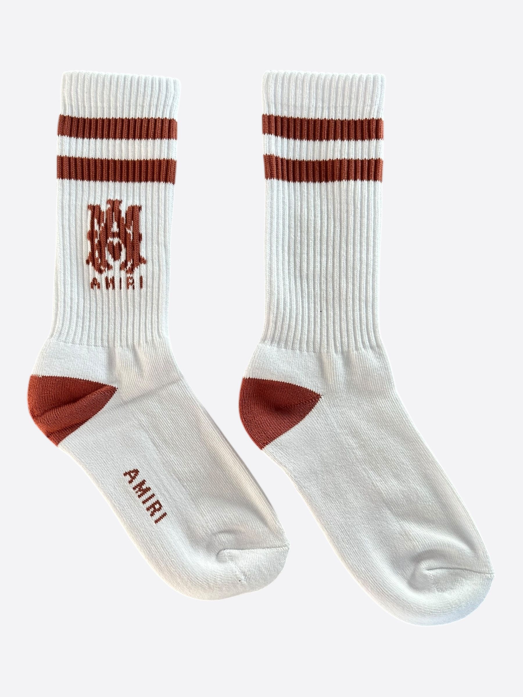 Amiri Amiri White & Red MA Logo Socks Size ONE SIZE - 1 Thumbnail