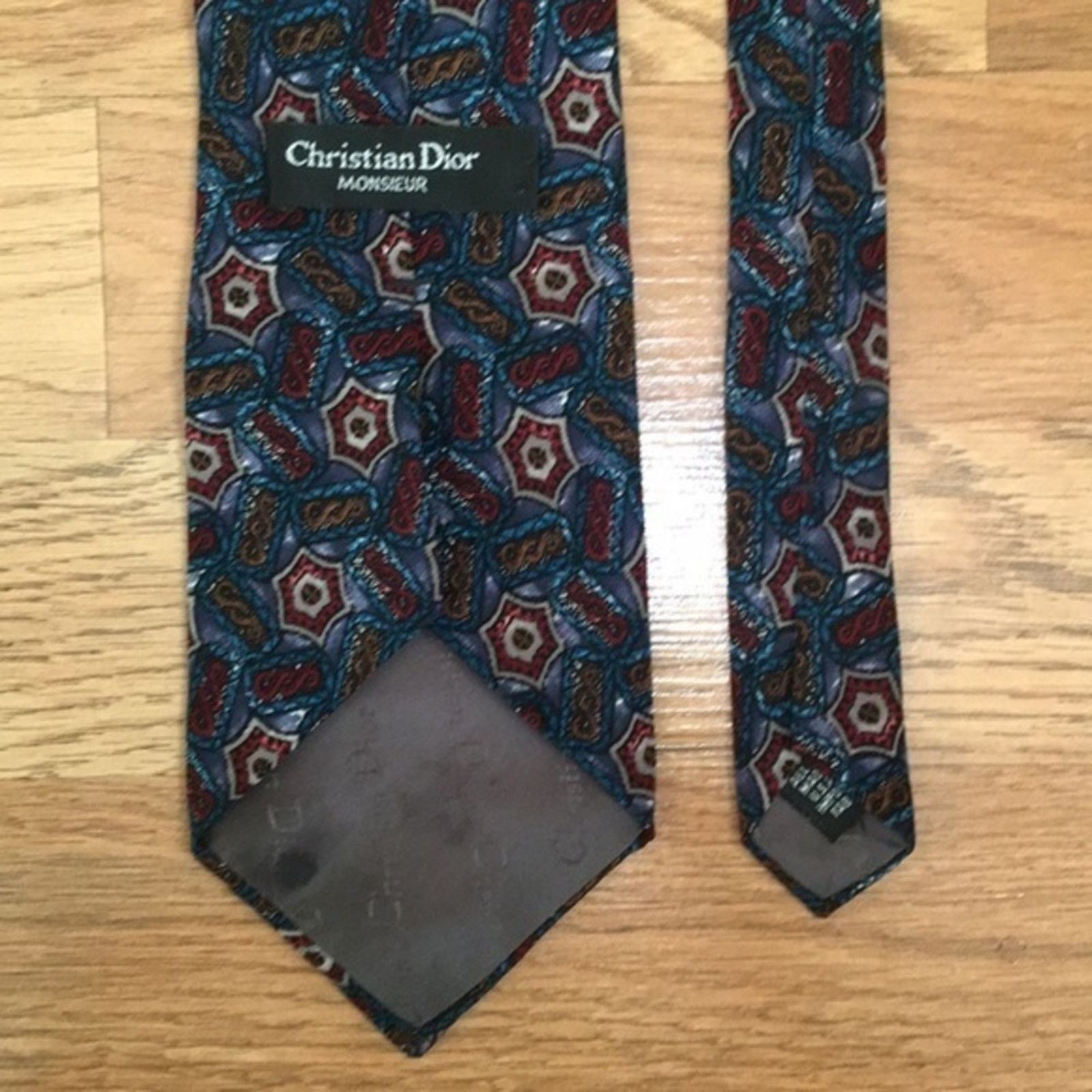 Dior Vintage Christian Dior Monsieur Abstract Blue Silk Tie Size ONE SIZE - 5 Thumbnail