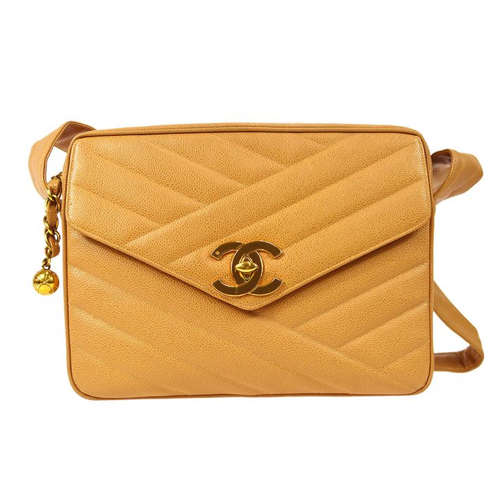 Chanel CHANEL Bias Stitch Shoulder Bag Beige Caviar 49321 Grailed