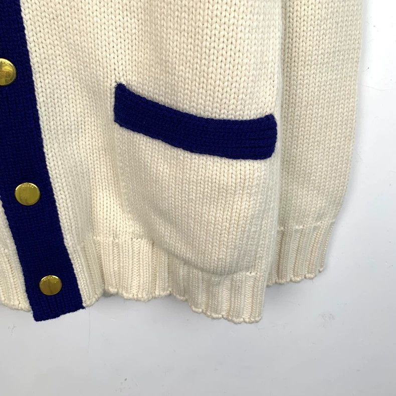 Gucci Gucci Beige rabbit embroidered wool V-neck long-sleeved kni Size US XS / EU 42 / 0 - 4 Thumbnail