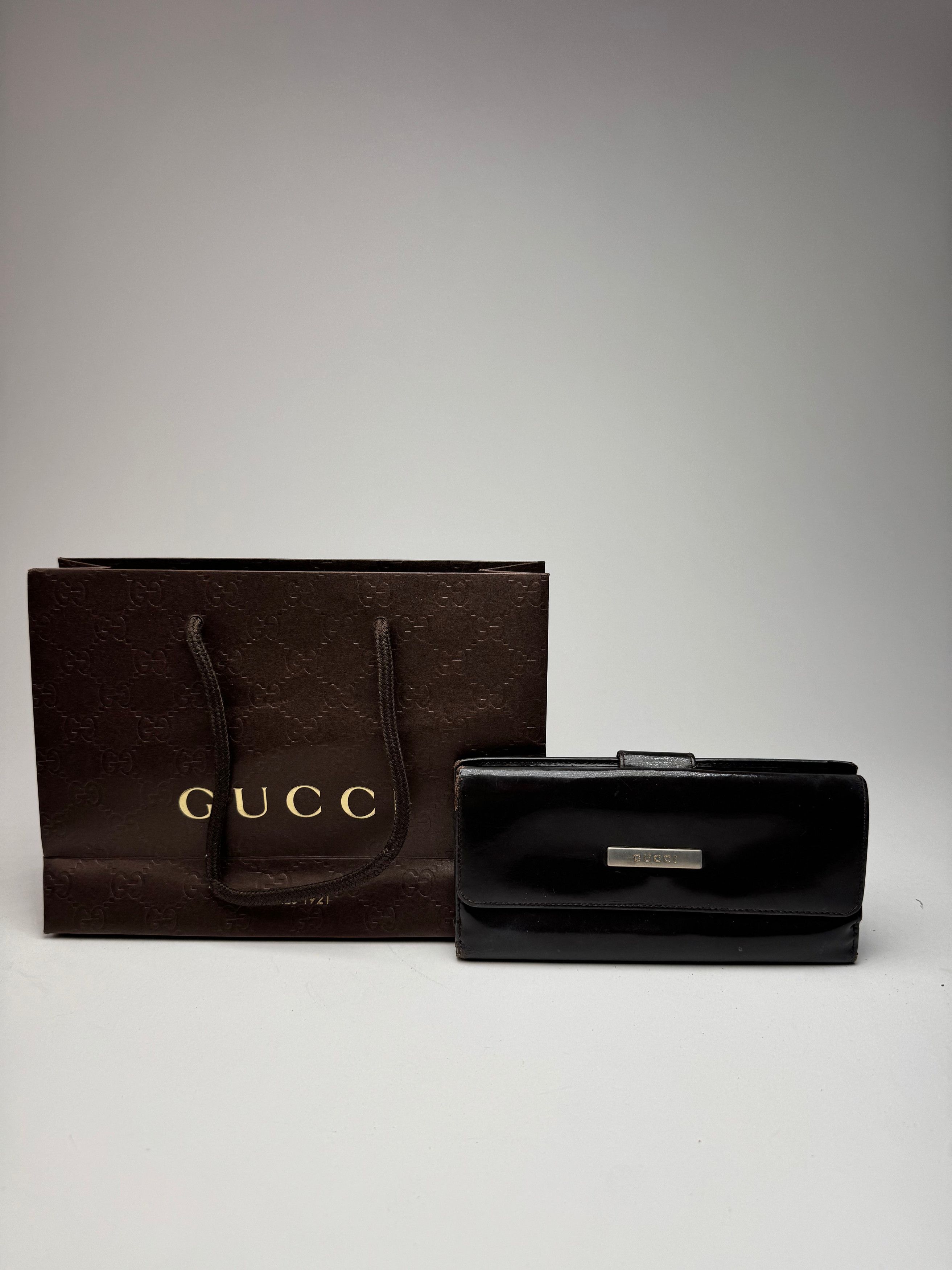Gucci Vintage Patent Leather Wallet Brown Size ONE SIZE - 1 Thumbnail