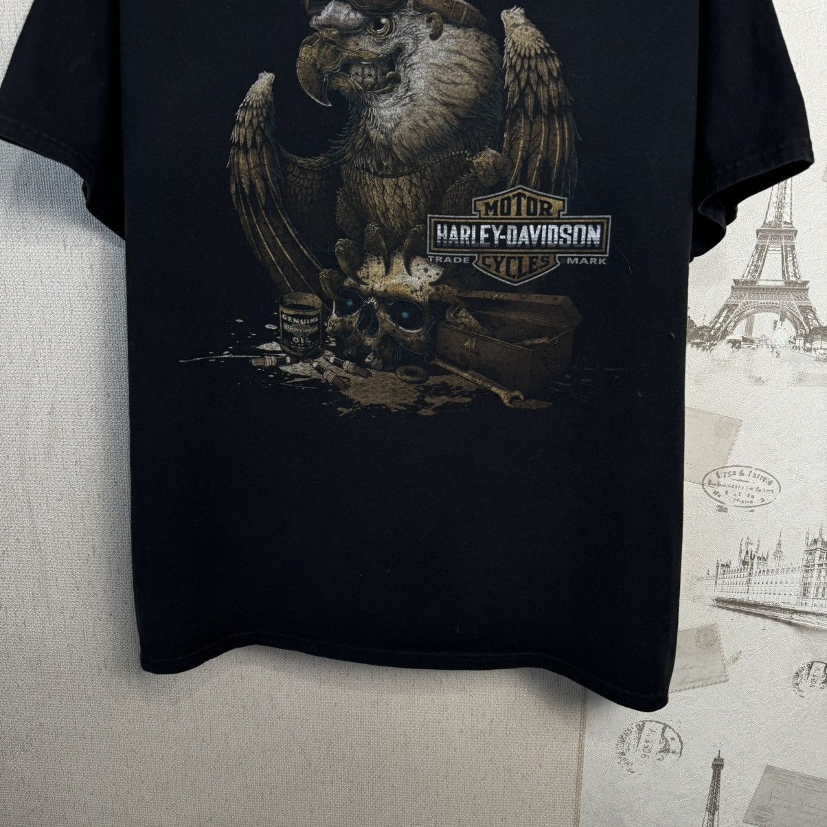 Harley Davidson × Vintage Vintage Harley Davidson T shirt Eagle South Africa L Black Size US L / EU 52-54 / 3 - 8 Thumbnail