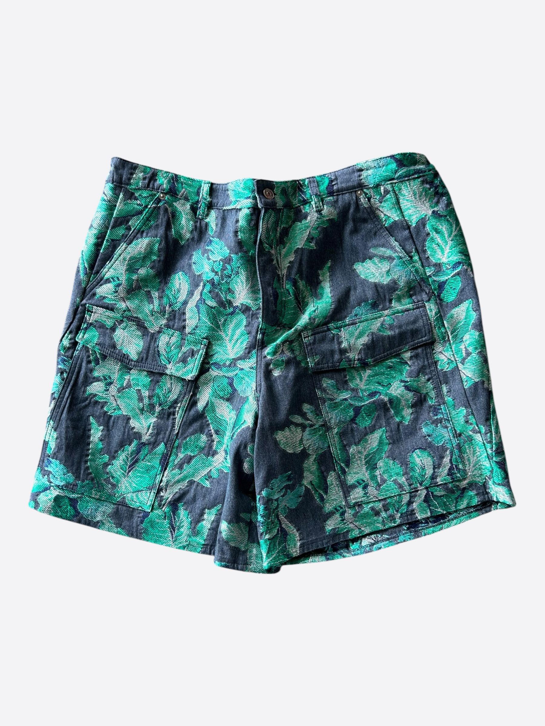 Dior Dior Denim Tears Blue & Green Leaf Carpenter Shorts Size US 38 / EU 54 - 1 Thumbnail