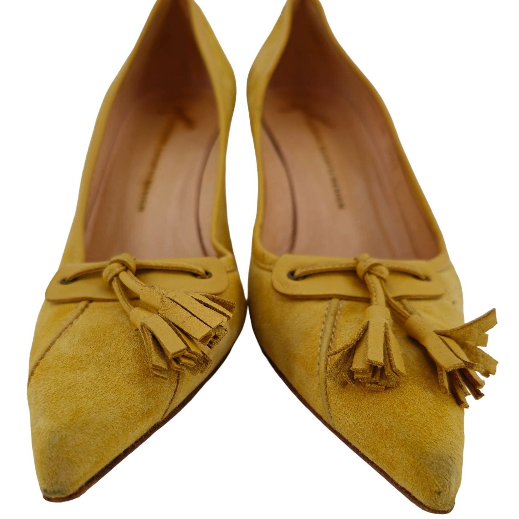 Giuseppe Zanotti Giuseppe Zanotti Italy Mustard Suede Tasseled Kitten Heels 8 Size US 8 / IT 38 - 2 Thumbnail
