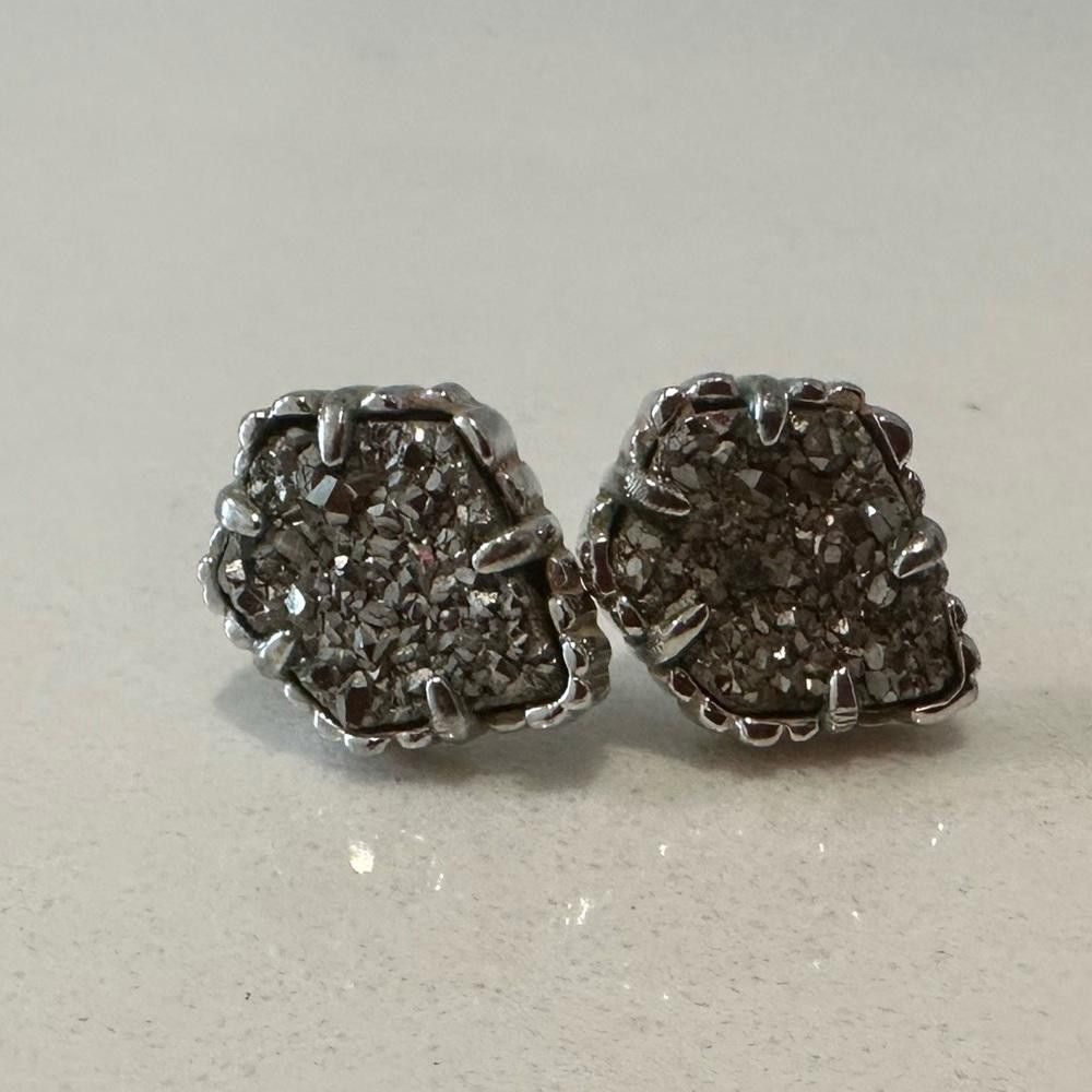 Kendra Scott Kendra Scott Tessa Platinum Drusy Silver Stud Earrings Size ONE SIZE - 3 Thumbnail
