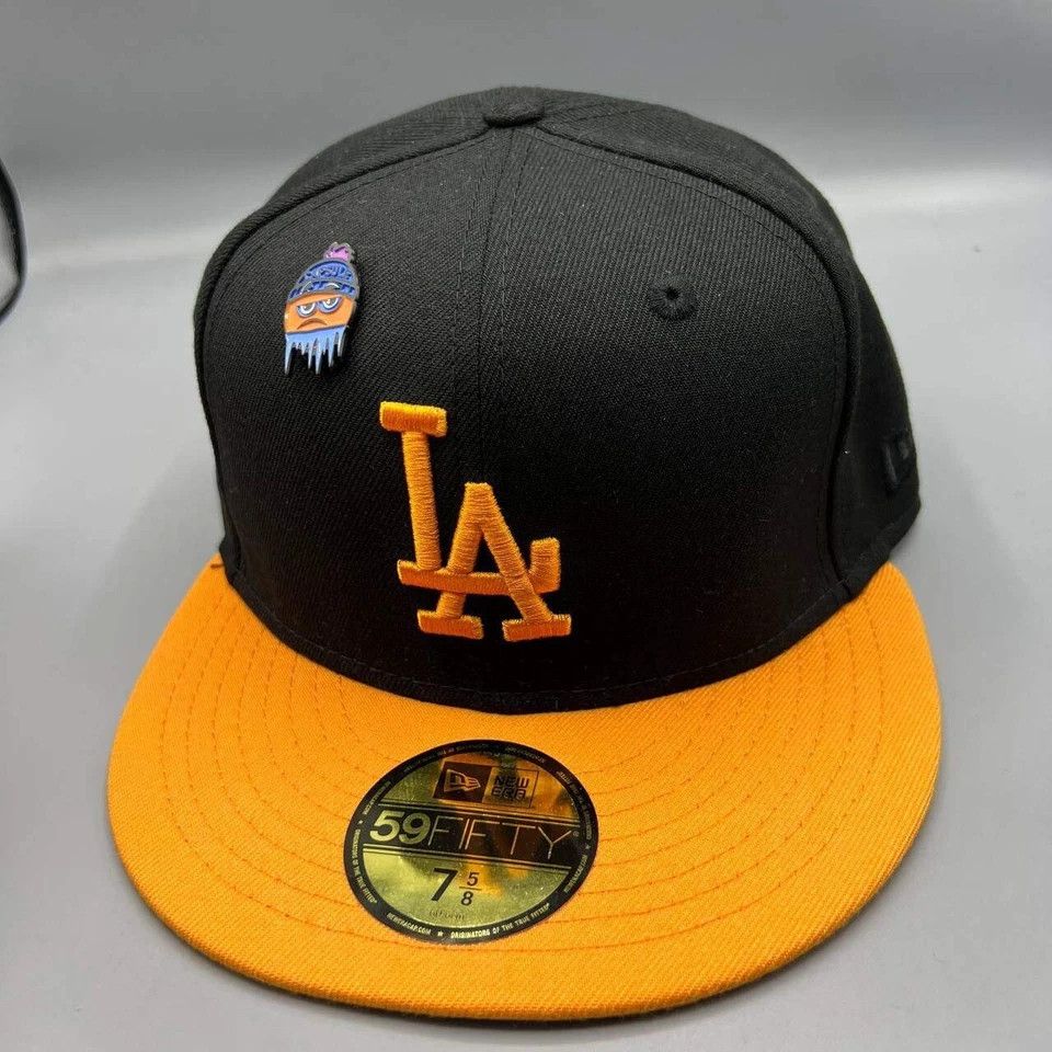 New Era Los Angeles LA Dodgers Hat Men 7 5/8 Frozen Orange Fitted Size ONE SIZE - 3 Thumbnail