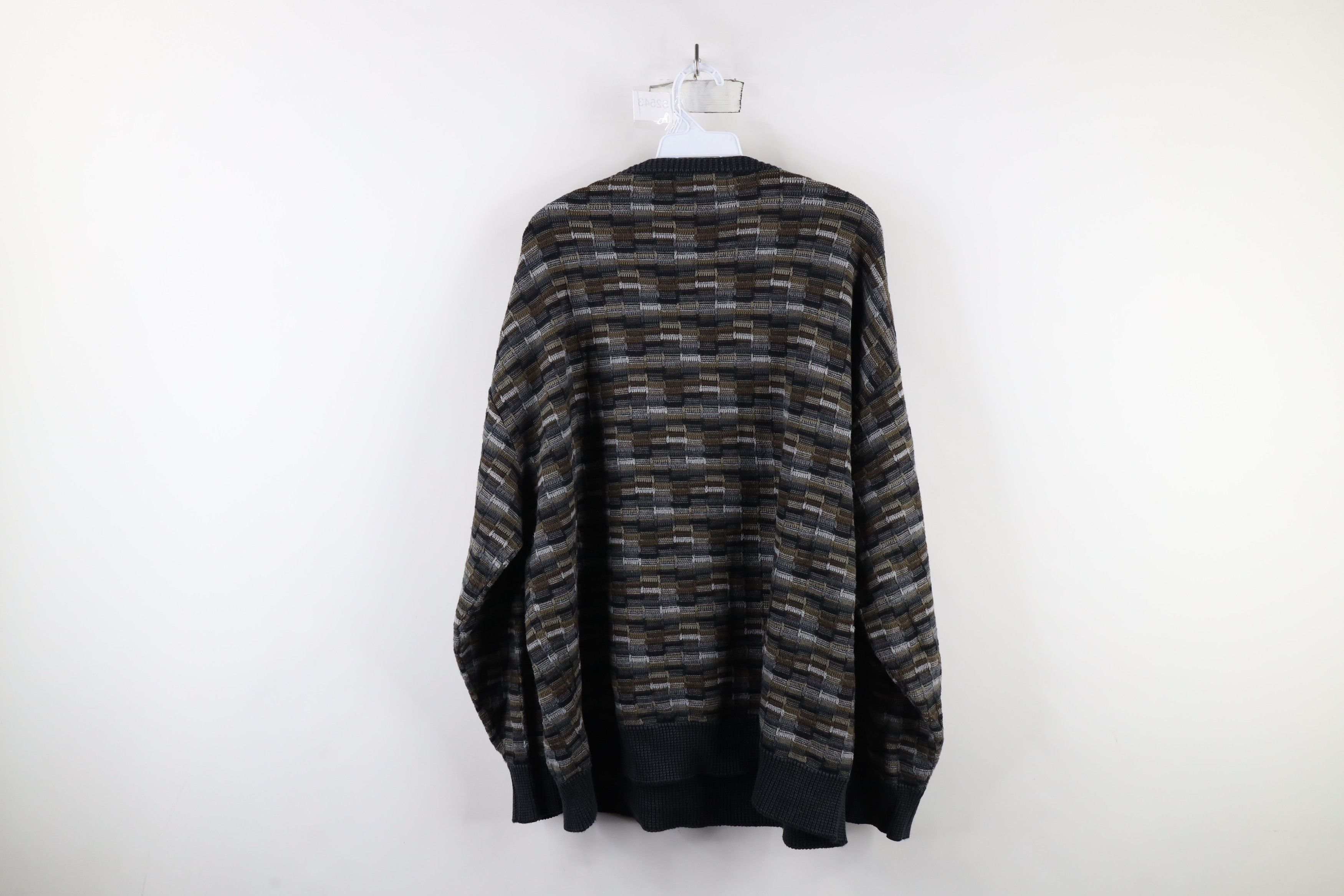 Vintage Vintage 90s Coogi Style Checkered Knit Sweater Earth Tone Size US XL / EU 56 / 4 - 6 Thumbnail