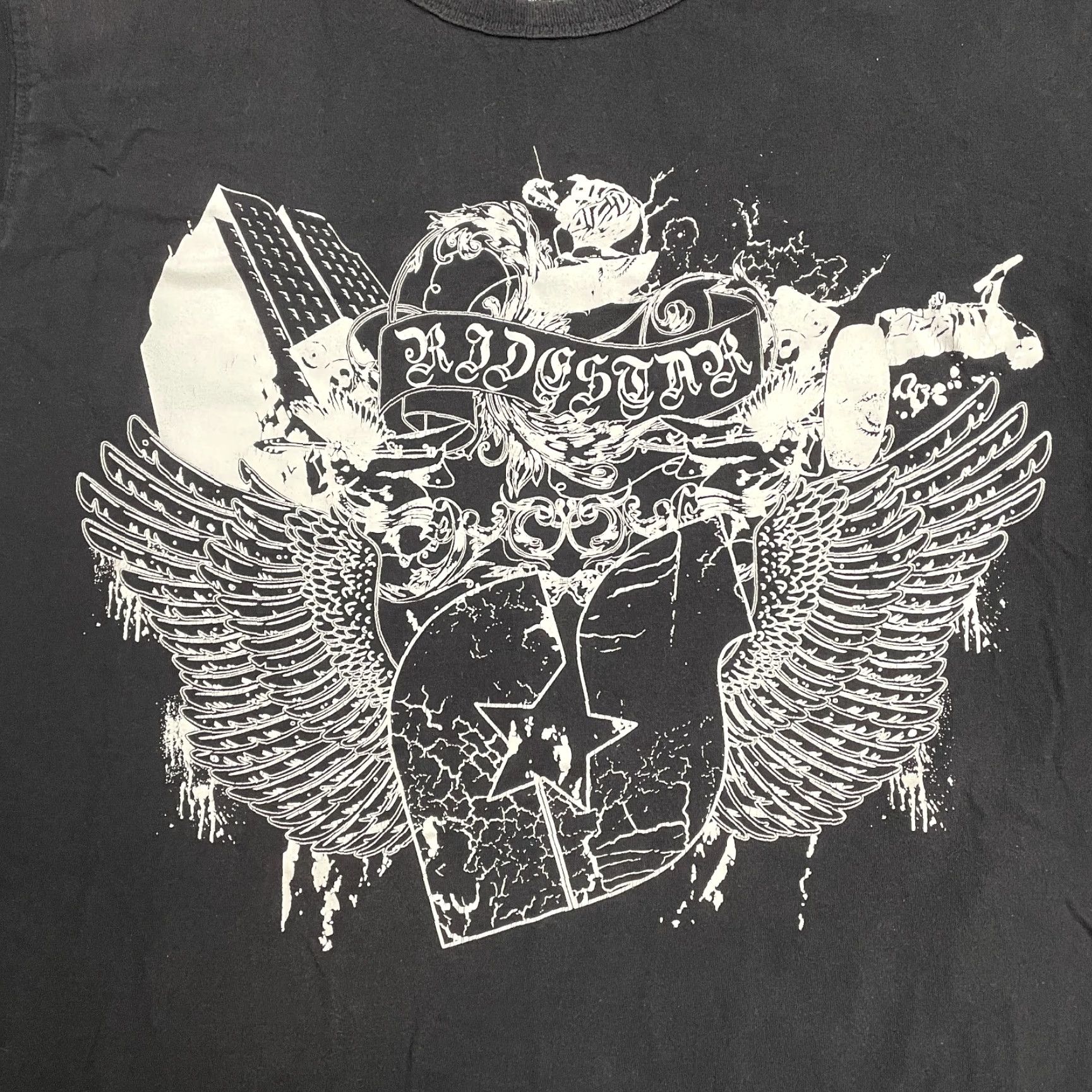 Vintage VINTAGE Ridestar Black T-Shirt Womens XL Crew Neck Short Sleeve Cotton Graphic Print 90s Punk Retro Rock Casual Tee Size XL / US 12-14 / IT 48-50 - 5 Thumbnail