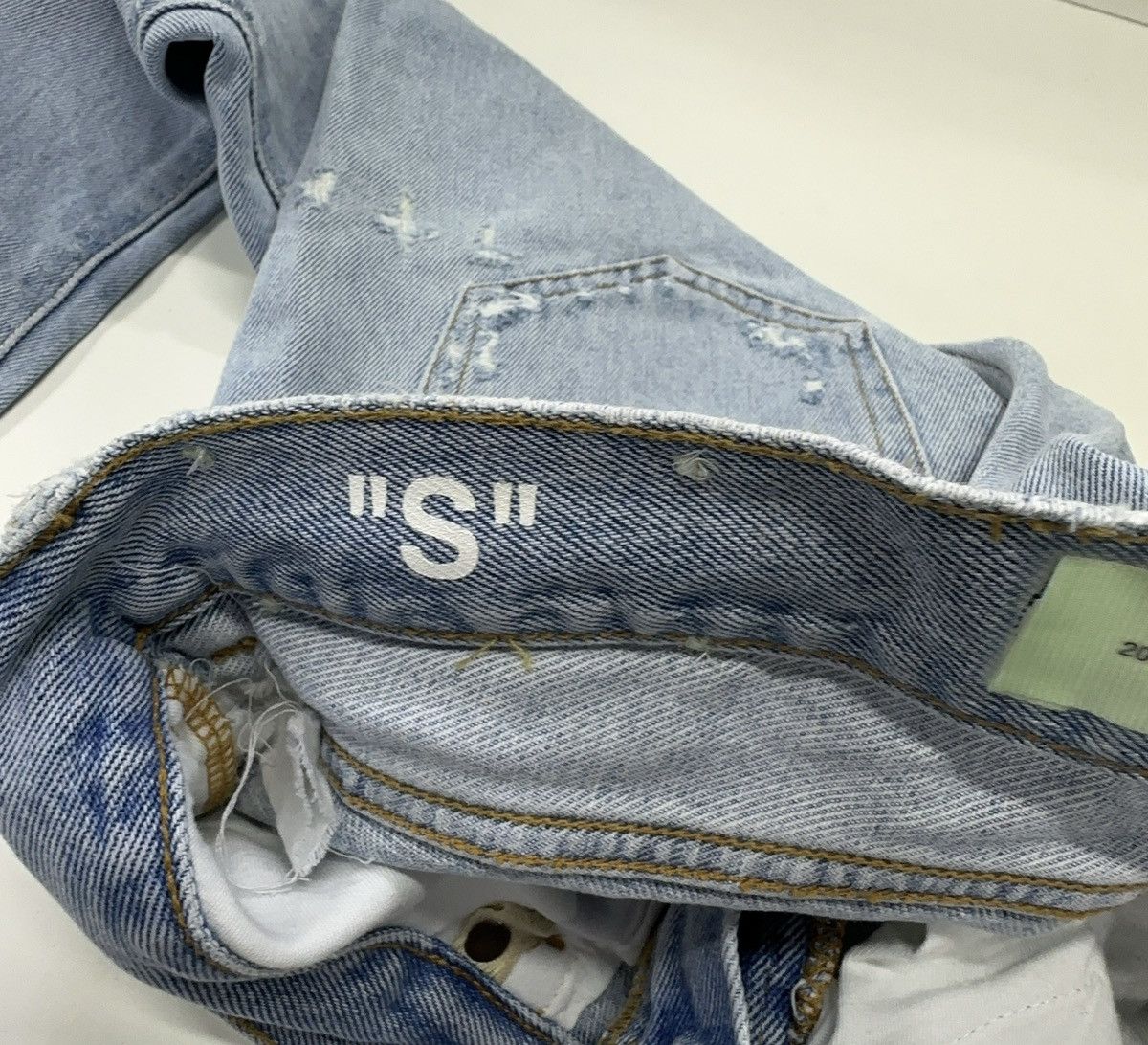 Off-White Off-White blue letter print denim pants Size US 29 - 5 Thumbnail